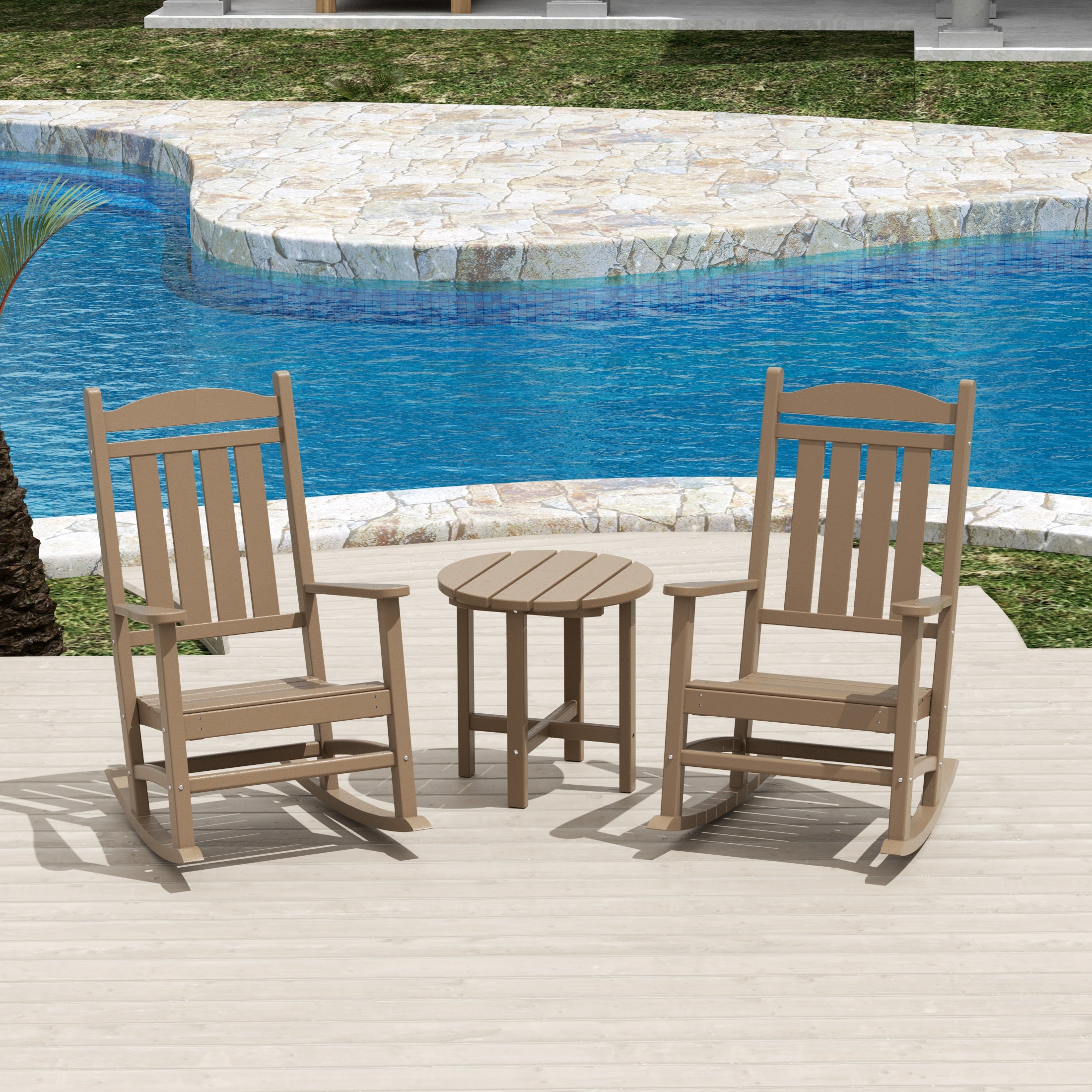 Paradise 3-Piece set Outdoor / Patio rocking chairs with a side table ( 2 seater )
