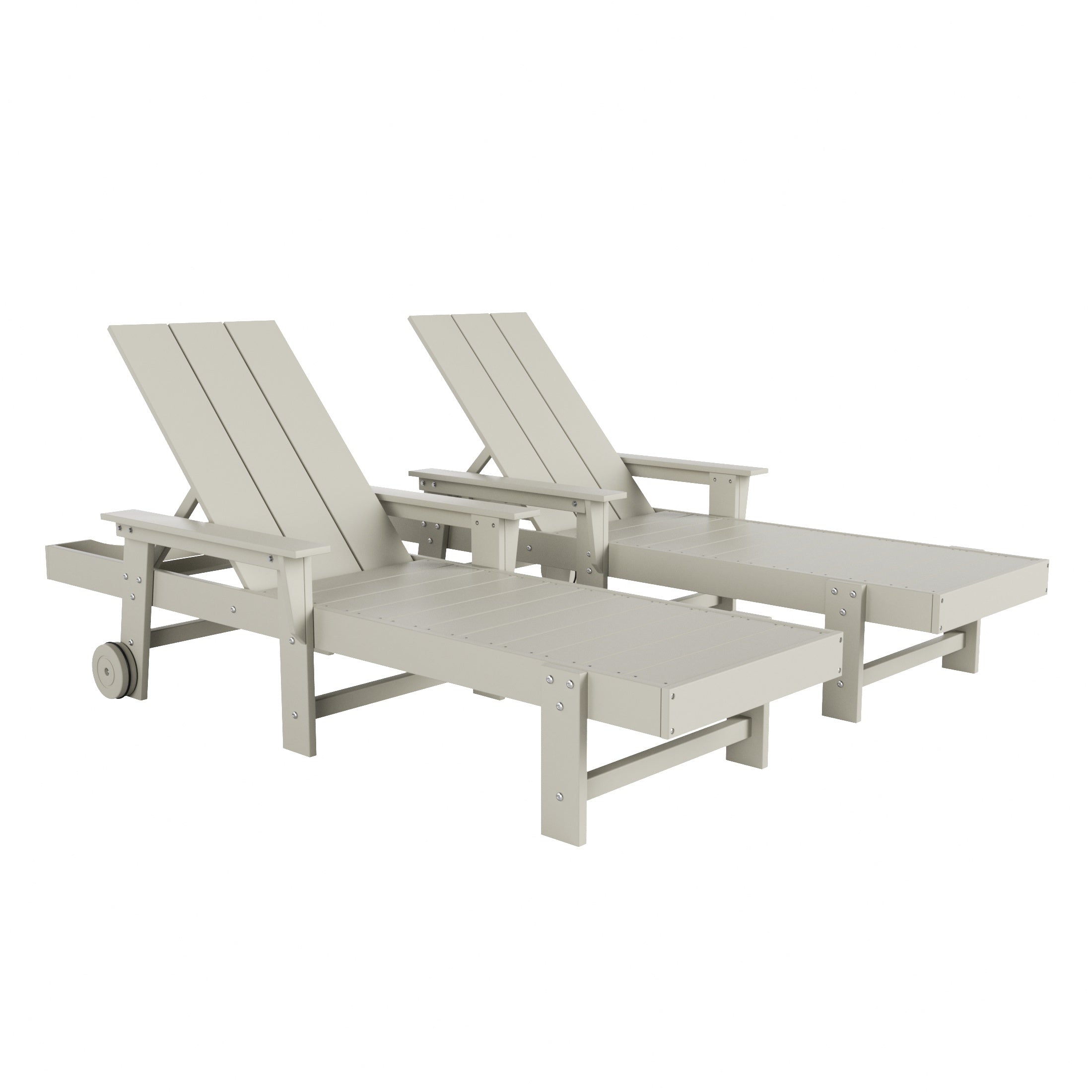 Palms 2 Piece Reclining Chaise Lounge With Arms & Wheels