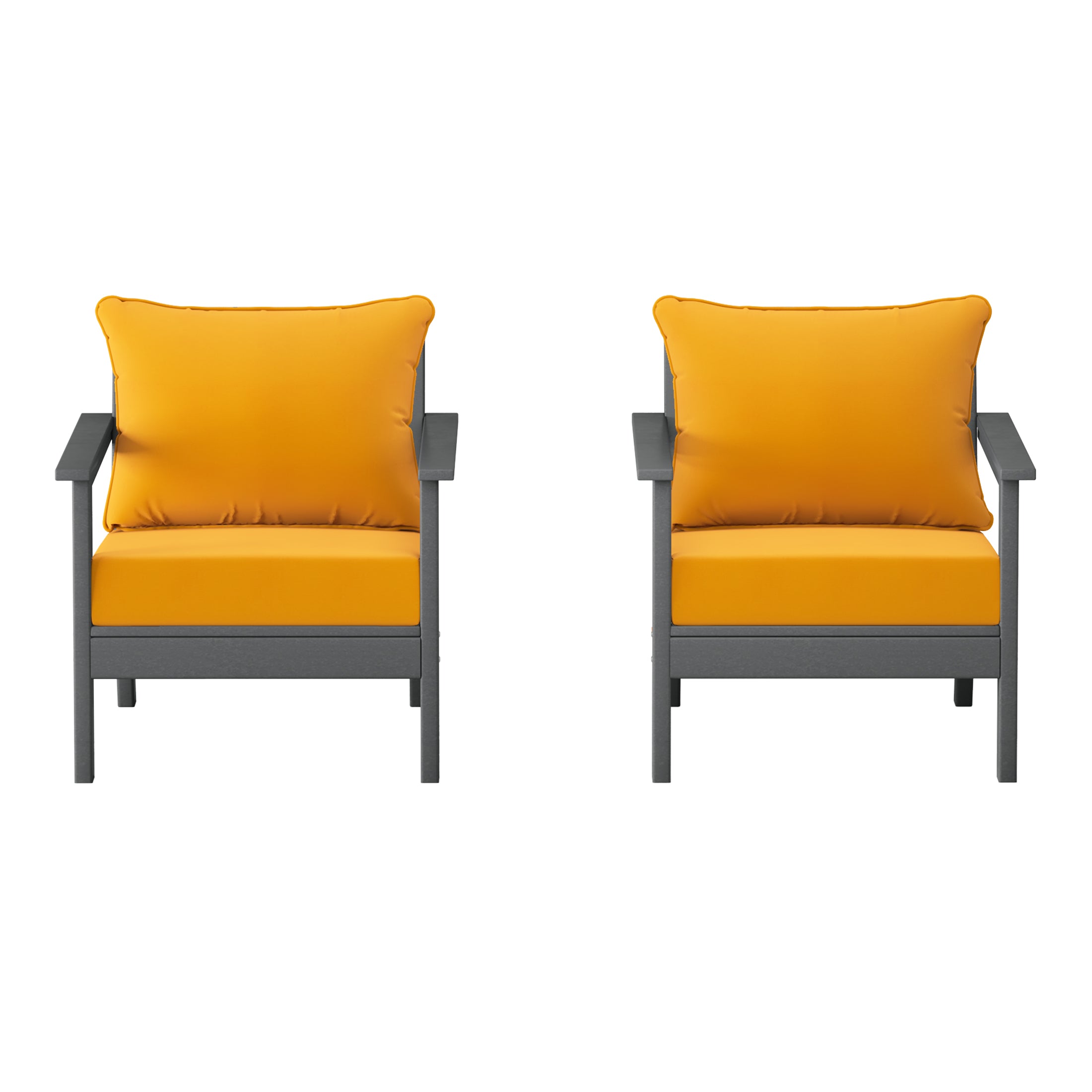 Portsmouth Outdoor Modern HDPE Patio Club Chairs with Deep Seat Cushions (Set of 2)