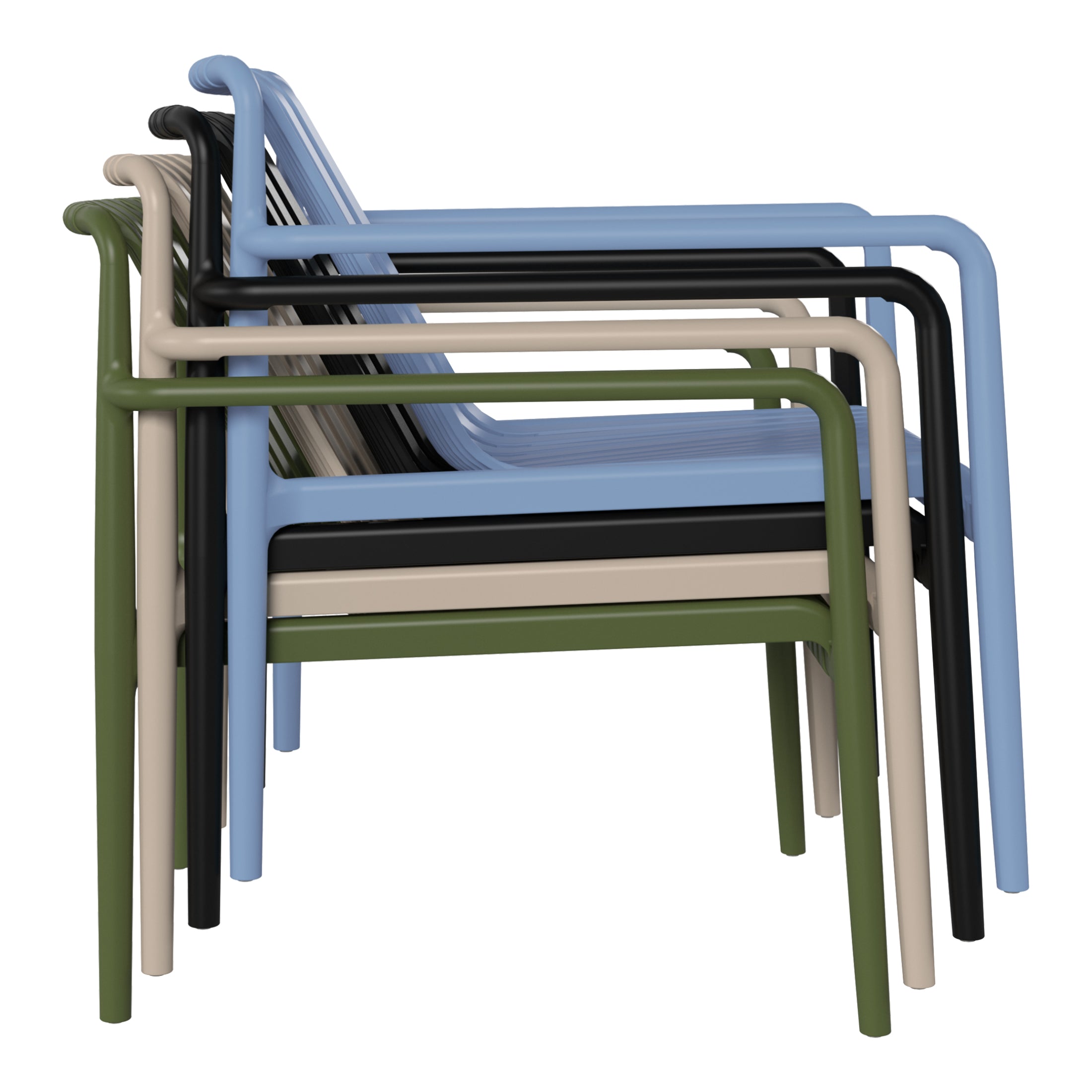 Sunshine Outdoor Modern Stackable Plastic Patio Club Armchairs (Set of 2)