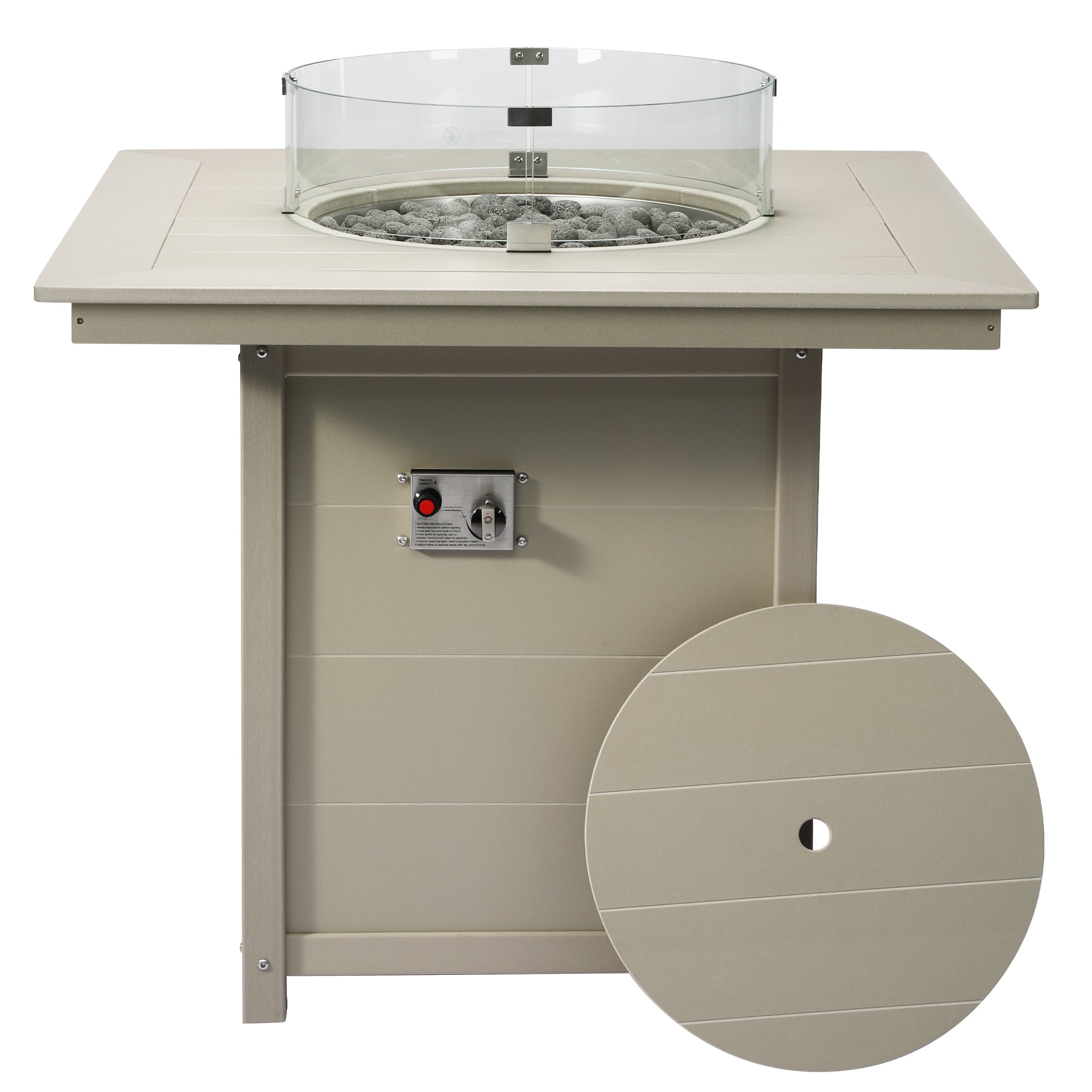 Sol 42" Modern Outdoor Patio Gas Propane Square Fire Pit Table