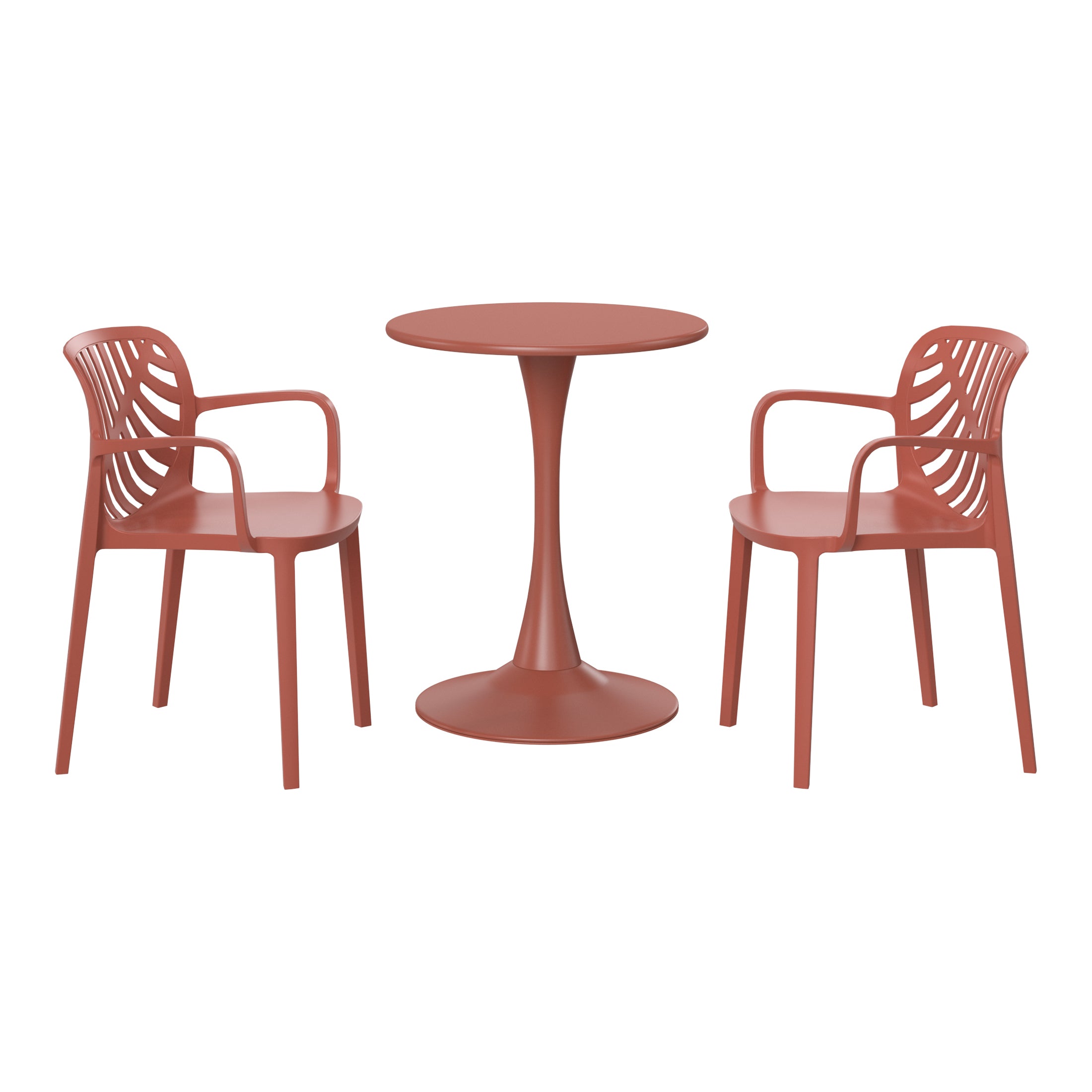 Sunshine 3-Piece Outdoor Indoor Metal Patio Dining Table Set With Stackable Patio Chairs