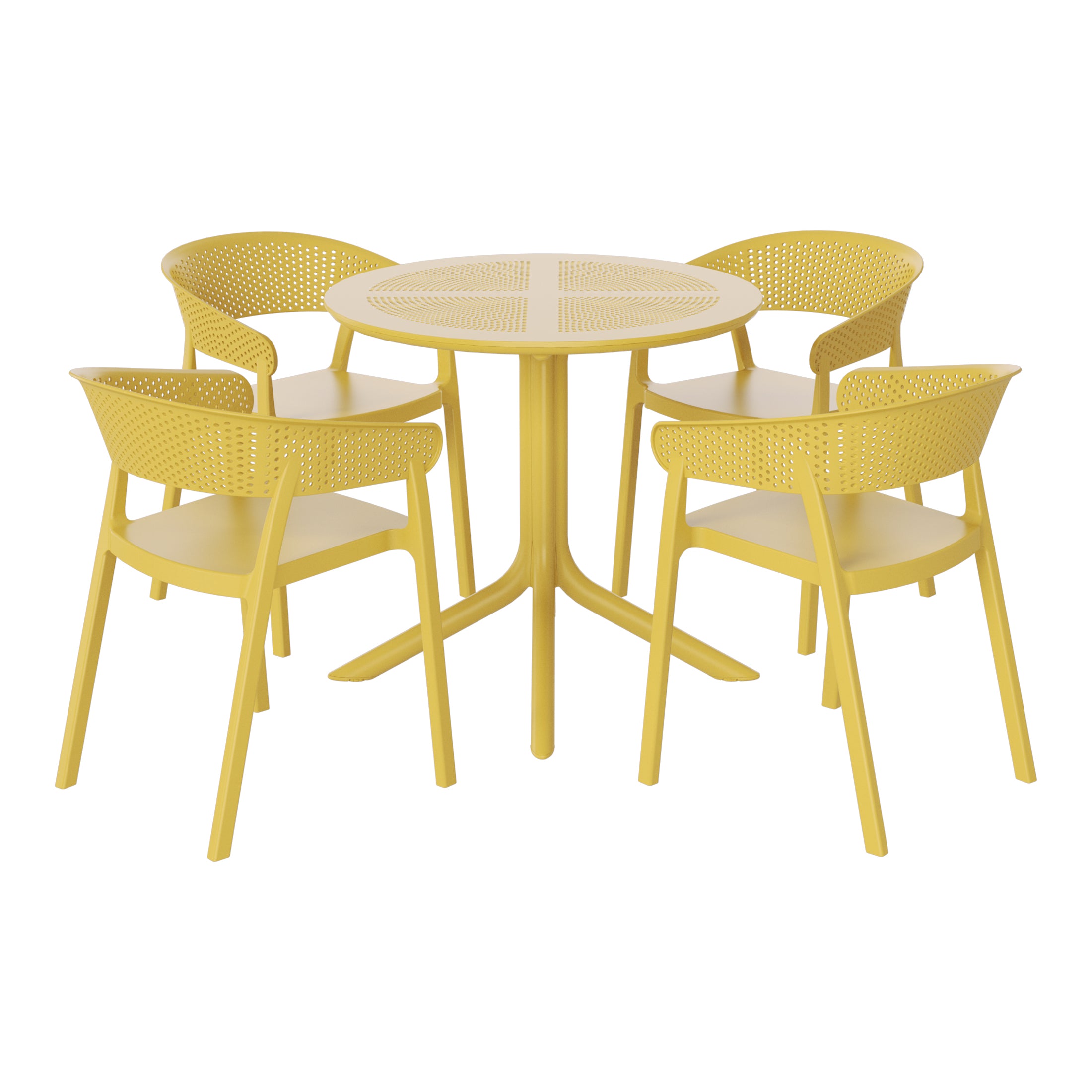 Sunshine 5-Piece Modern Patio Round Dining Table Set with Stackable Patio Dining Chairs