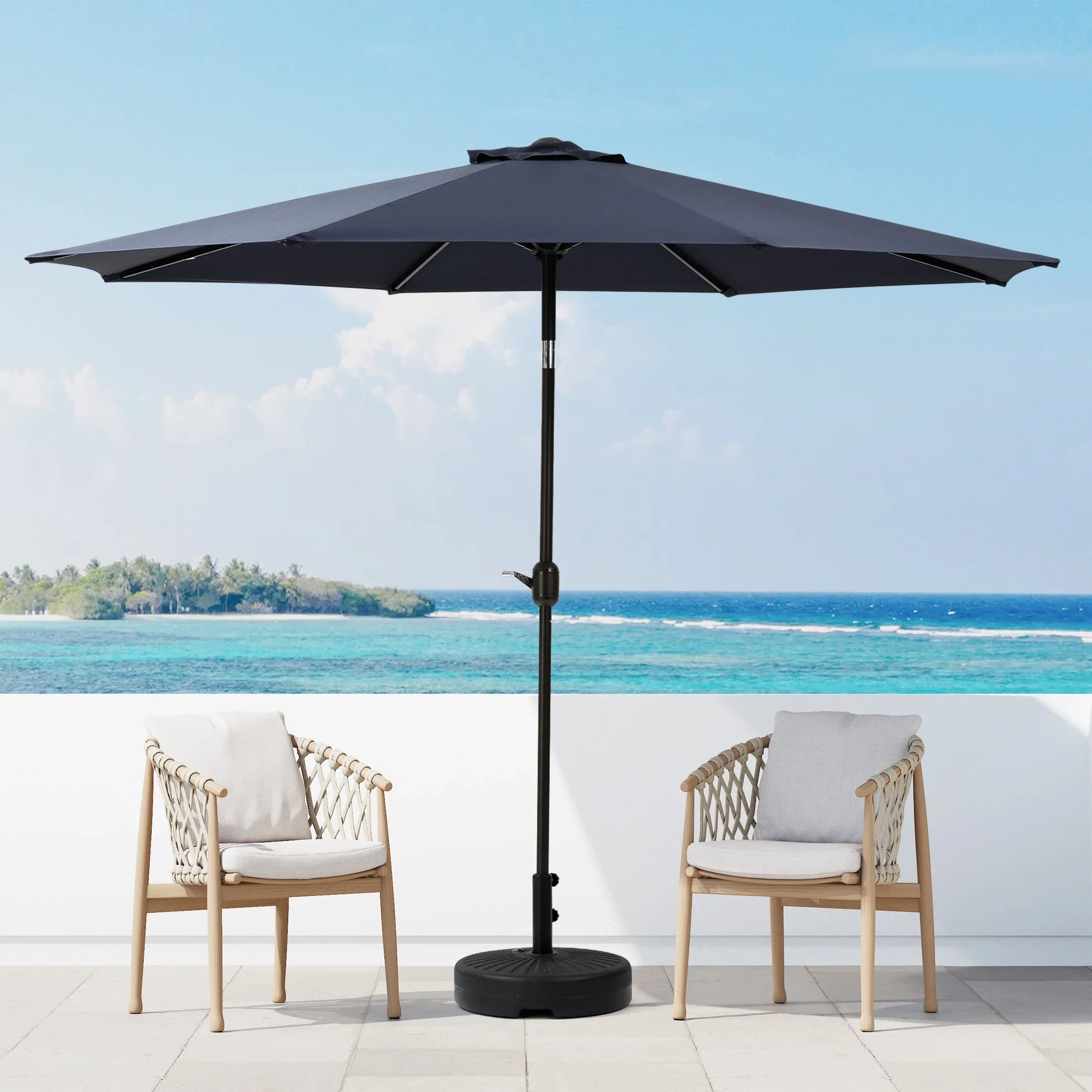 beach patio umbrella 9 Ft Patio Umbrella for Outdoor Shade, Coffee