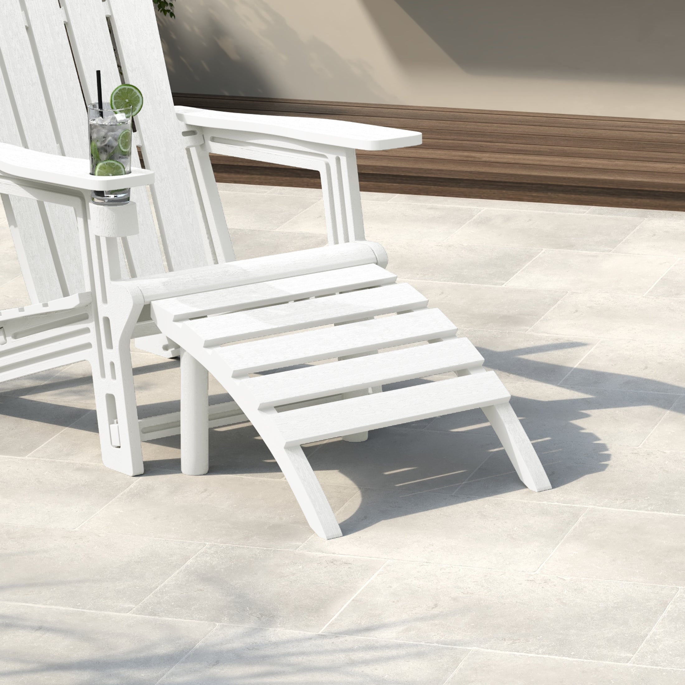 Cayman Outdoor Patio HDPE Adirondack Ottoman Footrest