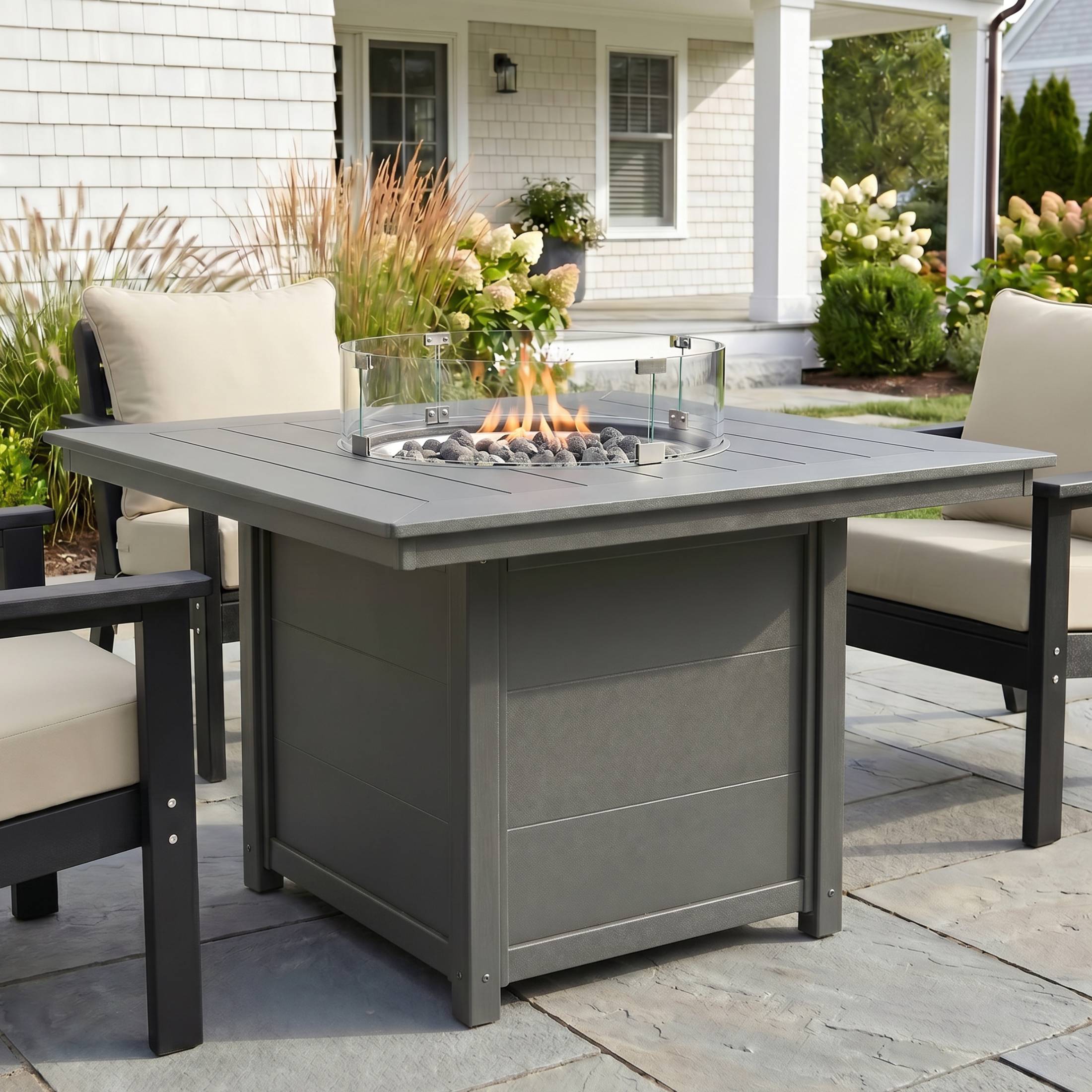 Sol Modern Outdoor Patio Propane 42" Square Fire Pit Table