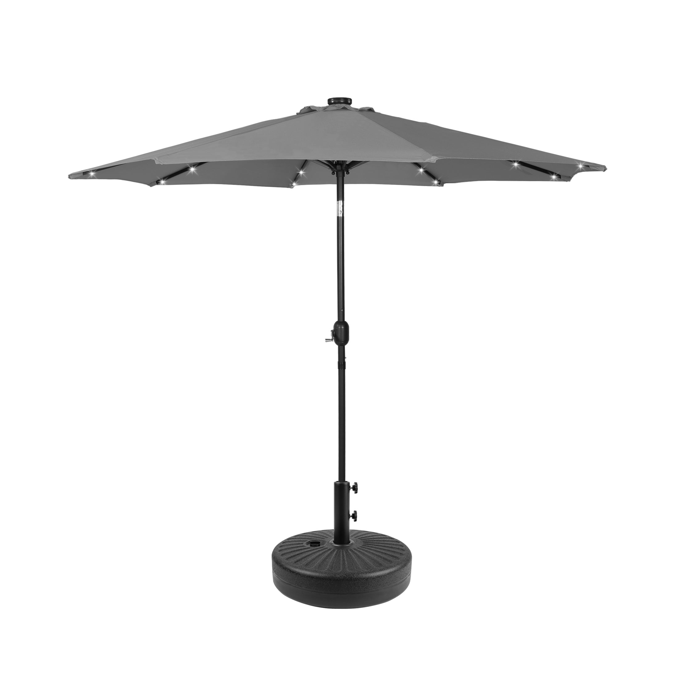 Westlake 9 ft. Patio Solar Power LED lights Market Umbrella with Black color round free standing weight base kit