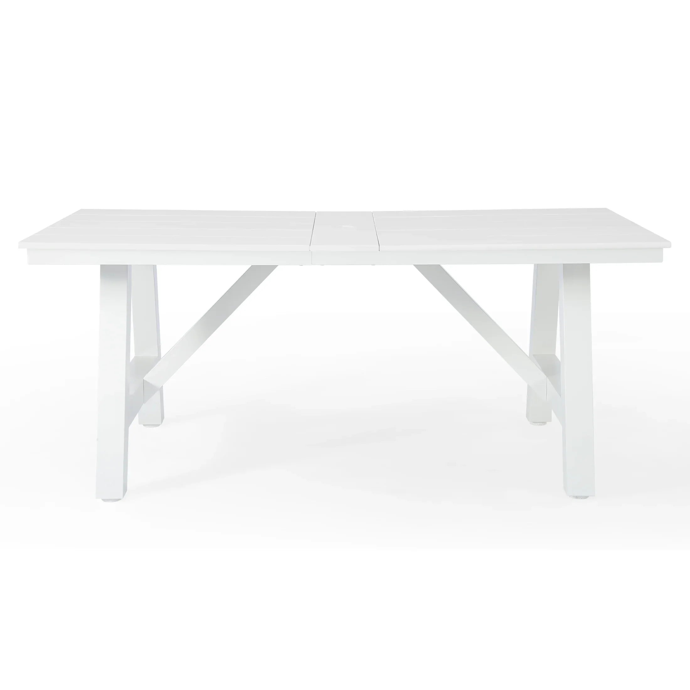 Stinson 72" HDPE Rectangle Outdoor Patio Dining Table With Umbrella Hole and Metal Frame