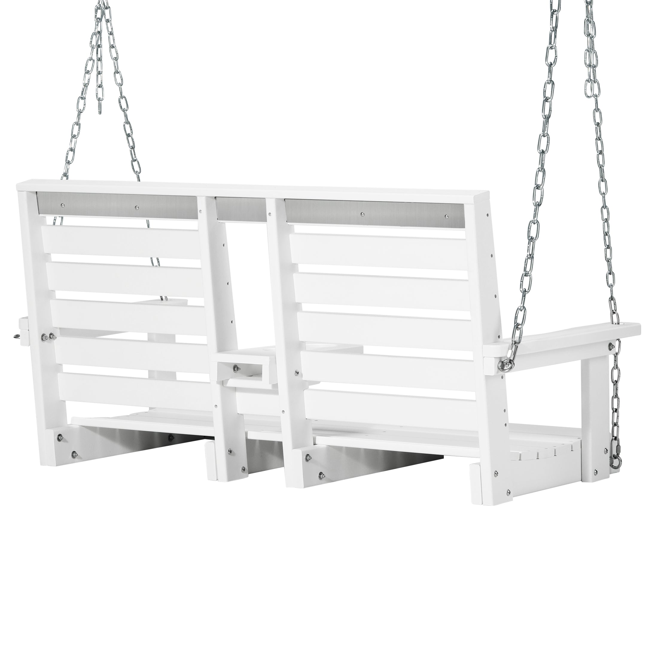 Charleston Outdoor HDPE 54" Front Hanging Porch Swing Bench With Cupholders