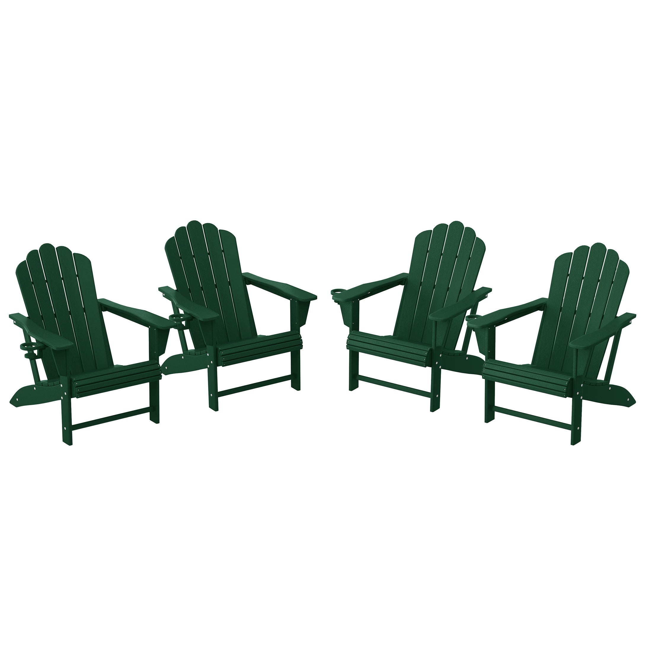 Lakeview Outdoor Patio HDPE Adirondack Chairs With Cup Holders (Set of 4)