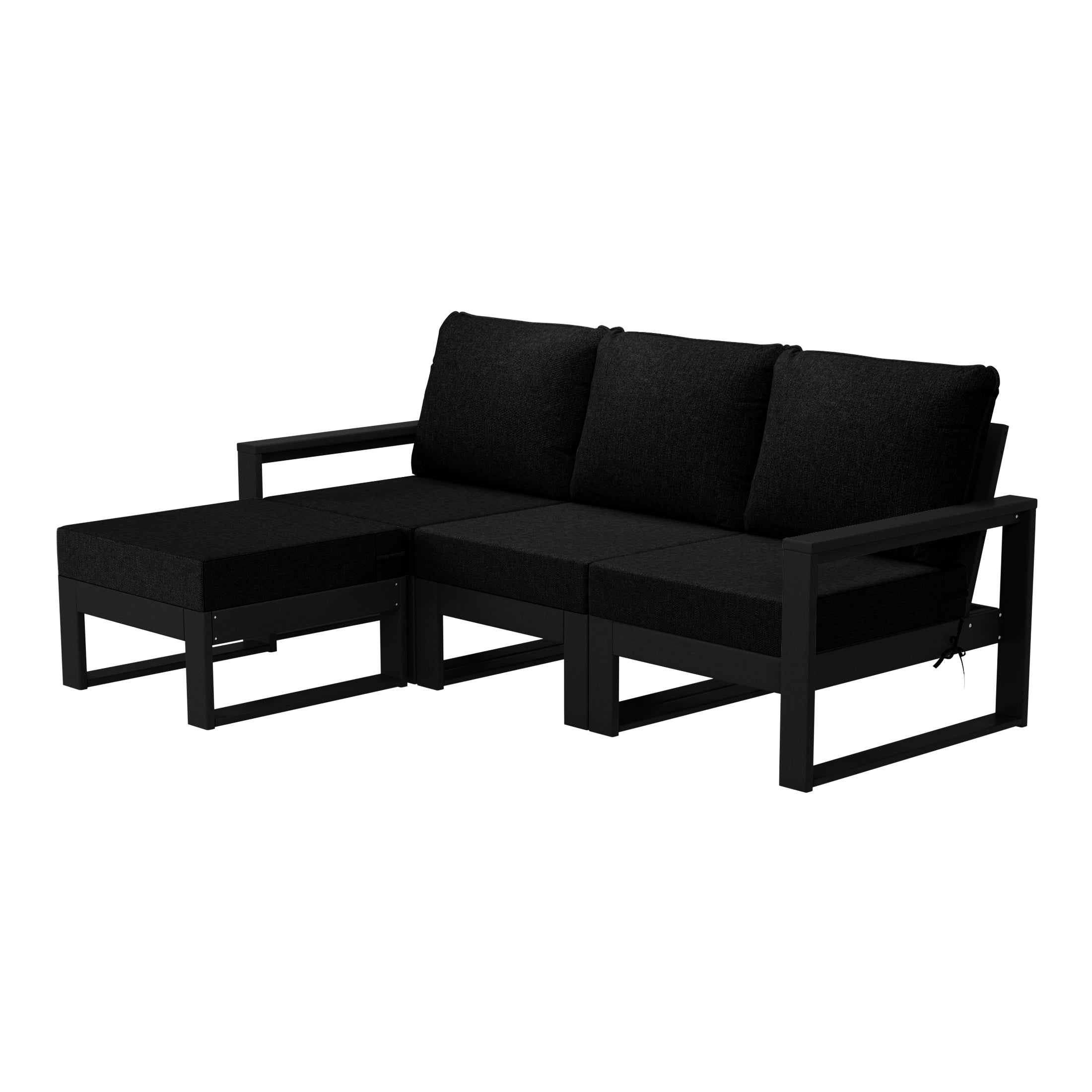 Rockaway 4-piece Outdoor HDPE All-Weather Modern Deep Seating Patio Sofa Sectional Set with Waterproof Cushions