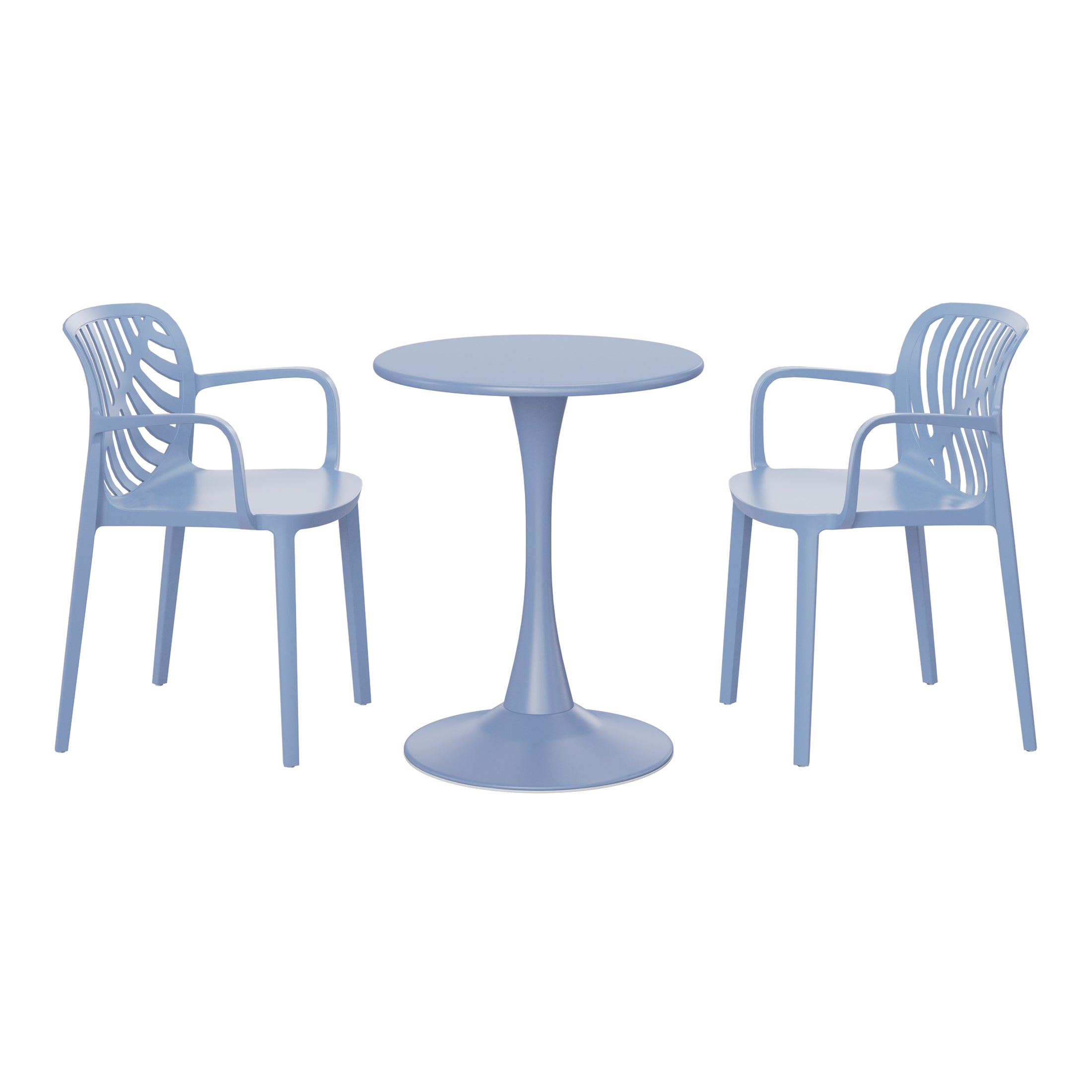 Sunshine 3-Piece Outdoor Indoor Metal Patio Dining Table Set With Stackable Patio Chairs