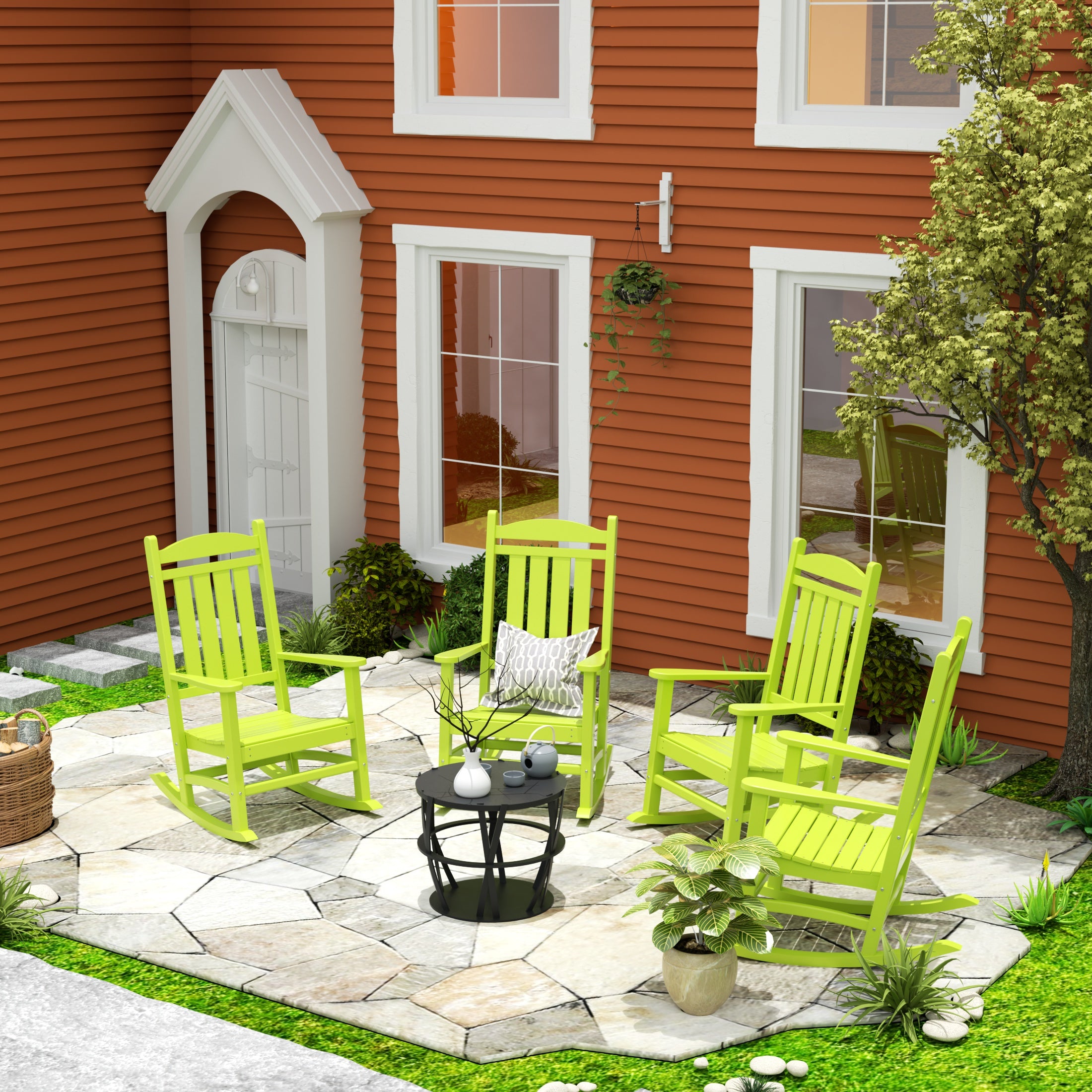 Paradise Outdoor Patio Poly Classic Porch Rocking Chair (Set of 4)