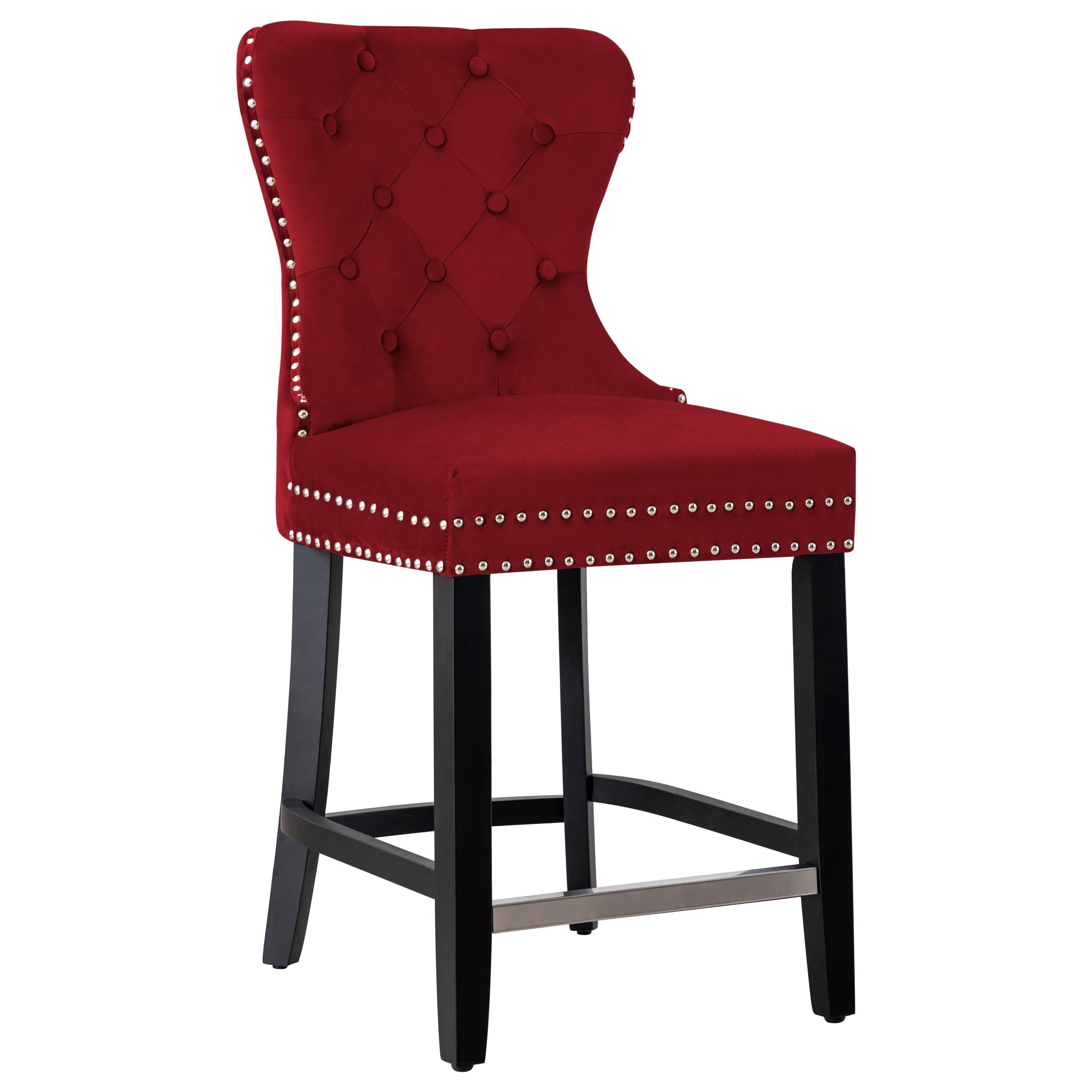 Hank 24" Tufted Velvet Counter Stool, Black