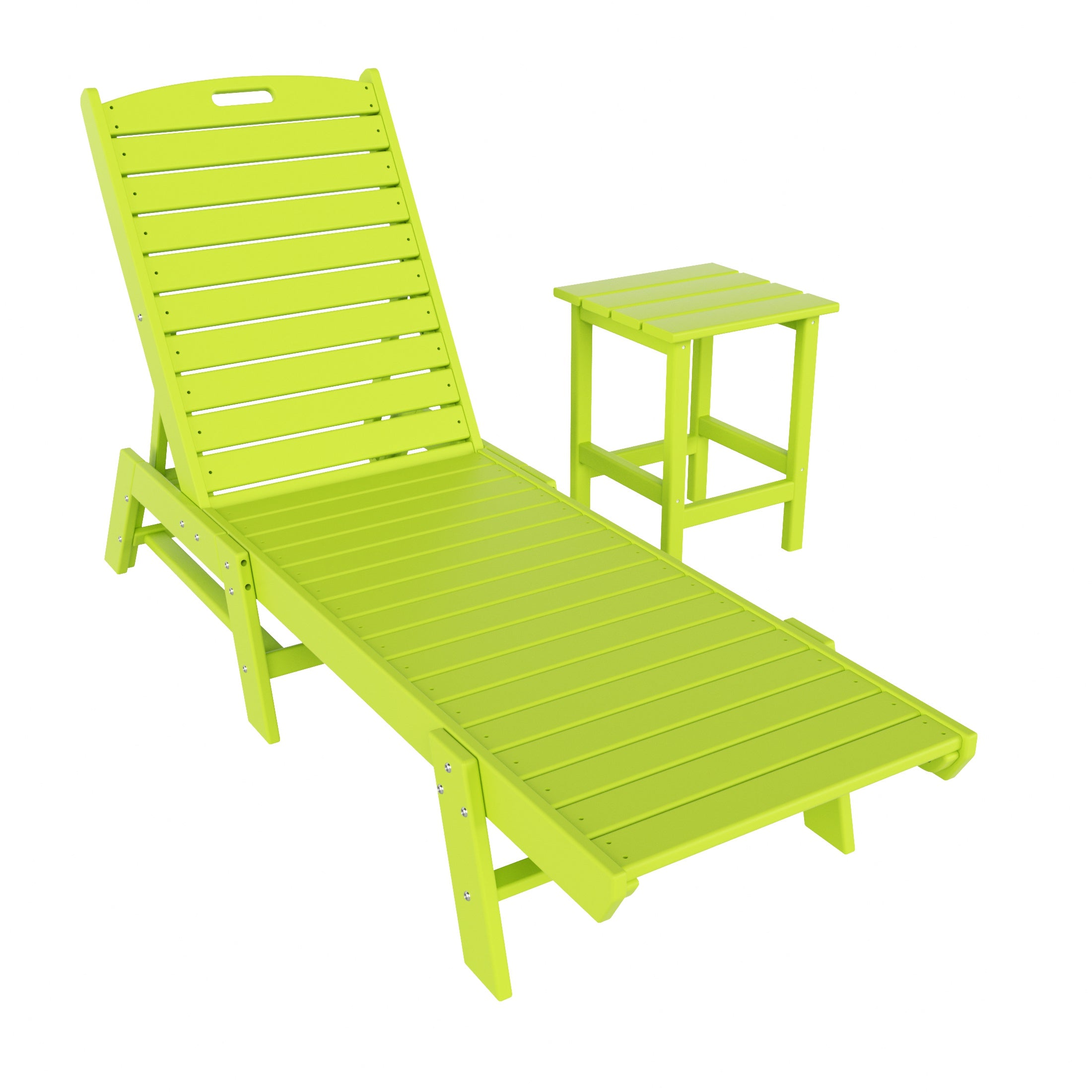 Paradise Malibu 2-Piece Poly Outdoor Patio Chaise Lounge Chair with Side Table Set