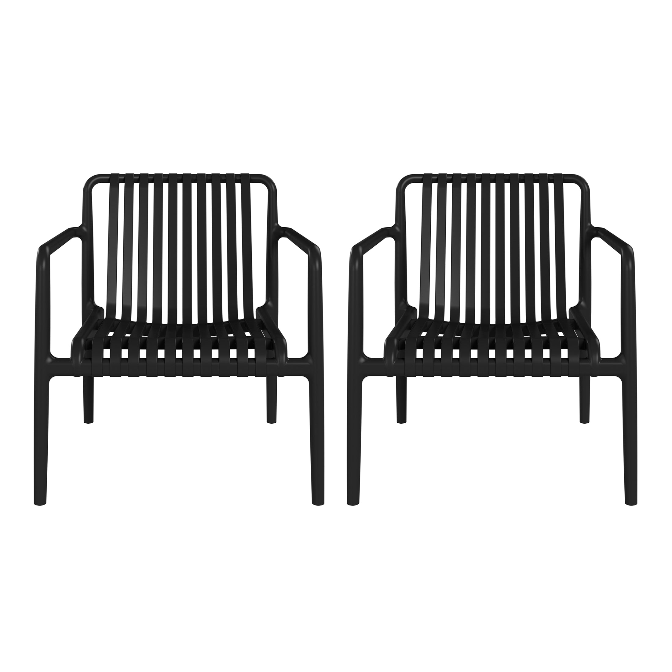 Sunshine Outdoor Modern Stackable Plastic Patio Club Armchairs (Set of 2)