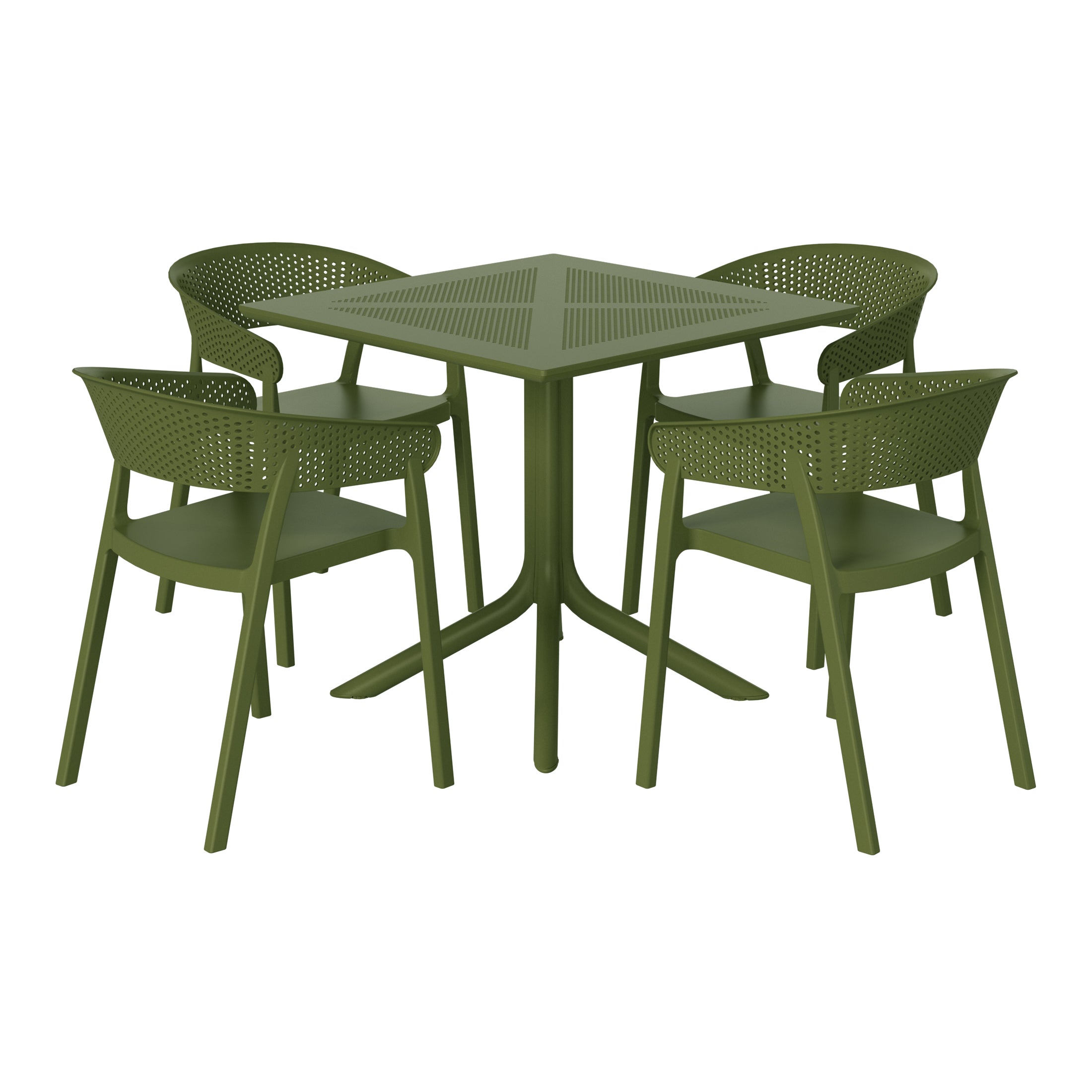 Sunshine 5-Piece Modern Patio Square Dining Table Set with Stackable Patio Dining Chairs