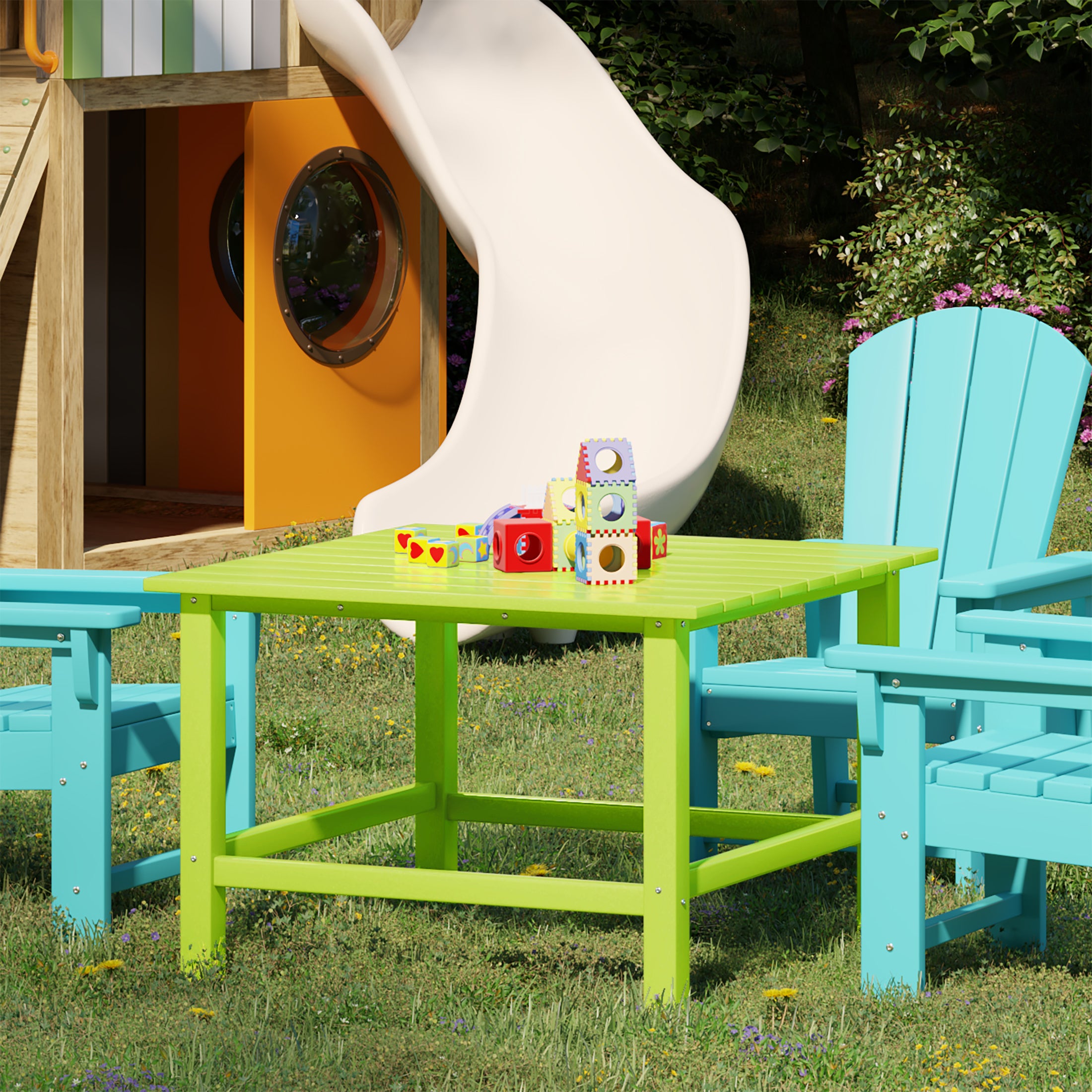Paradise Kids Outdoor Patio Furniture HDPE Square Dining Table