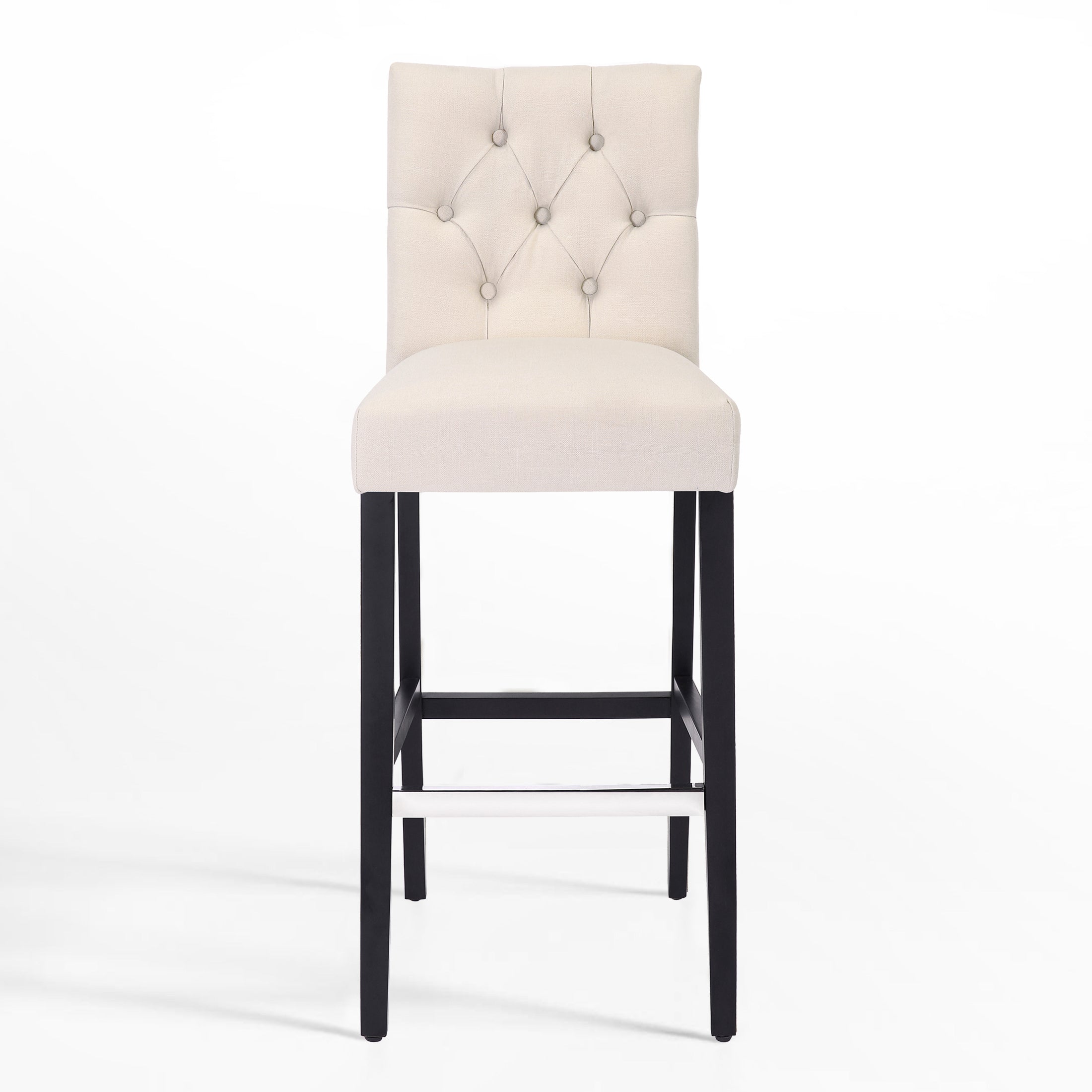 Bellmount 29" Linen Fabric Tufted Bar Stool,Black