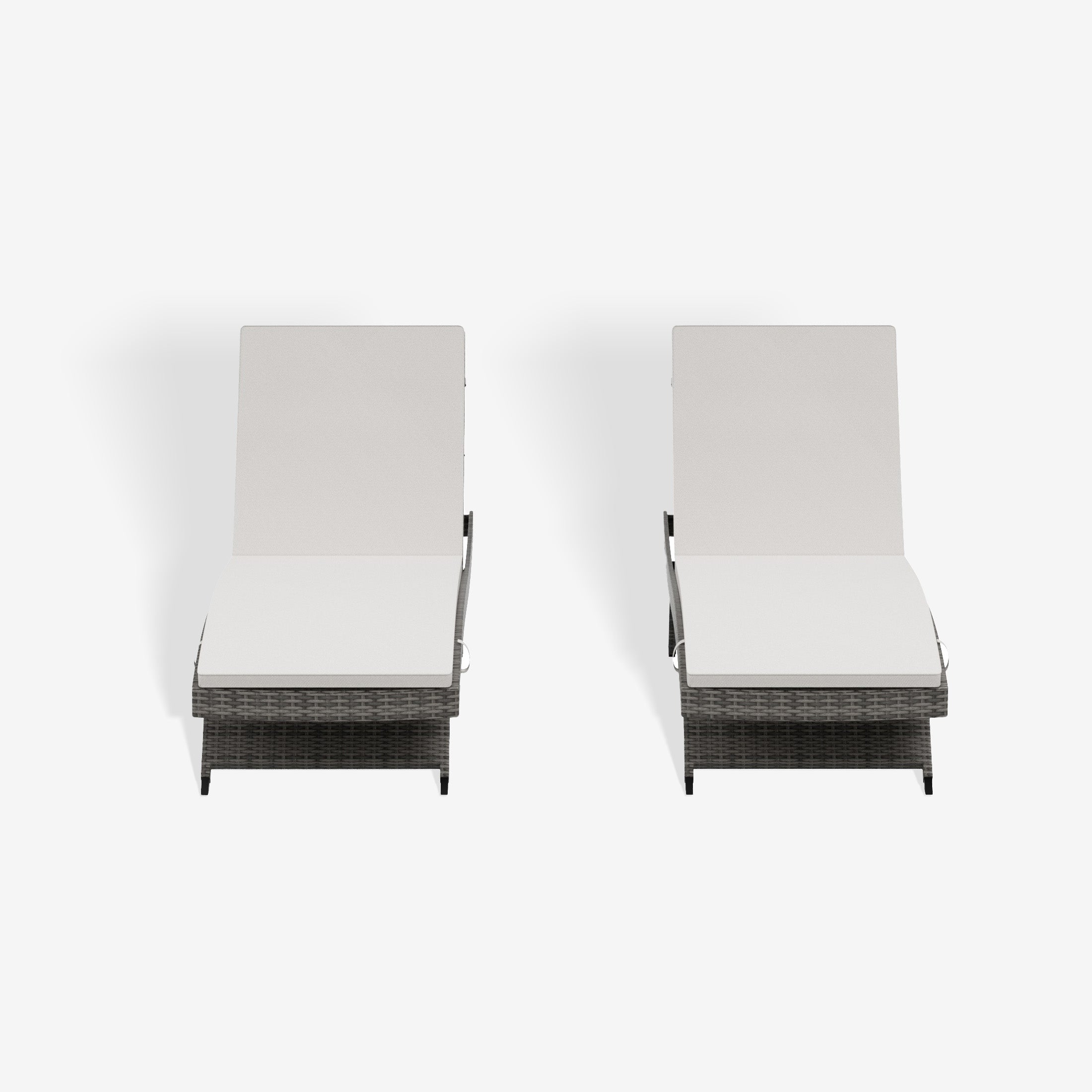 Bahama Grey Rattan Wicker Outdoor Chaise Lounge with Cushion (Set of 2)