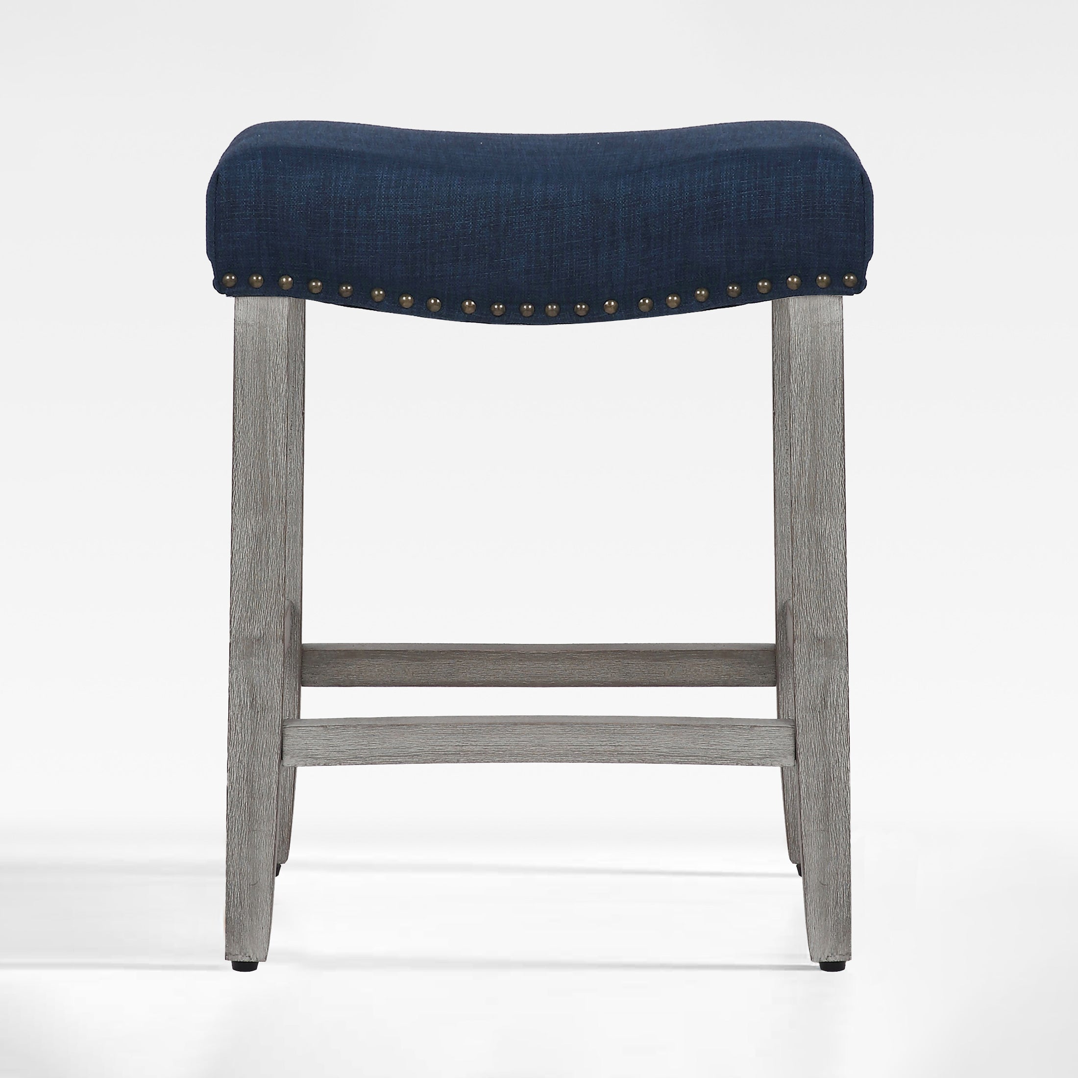 Bulmon 24" upholstered nail head bar counter stool with Antique Gray color legs