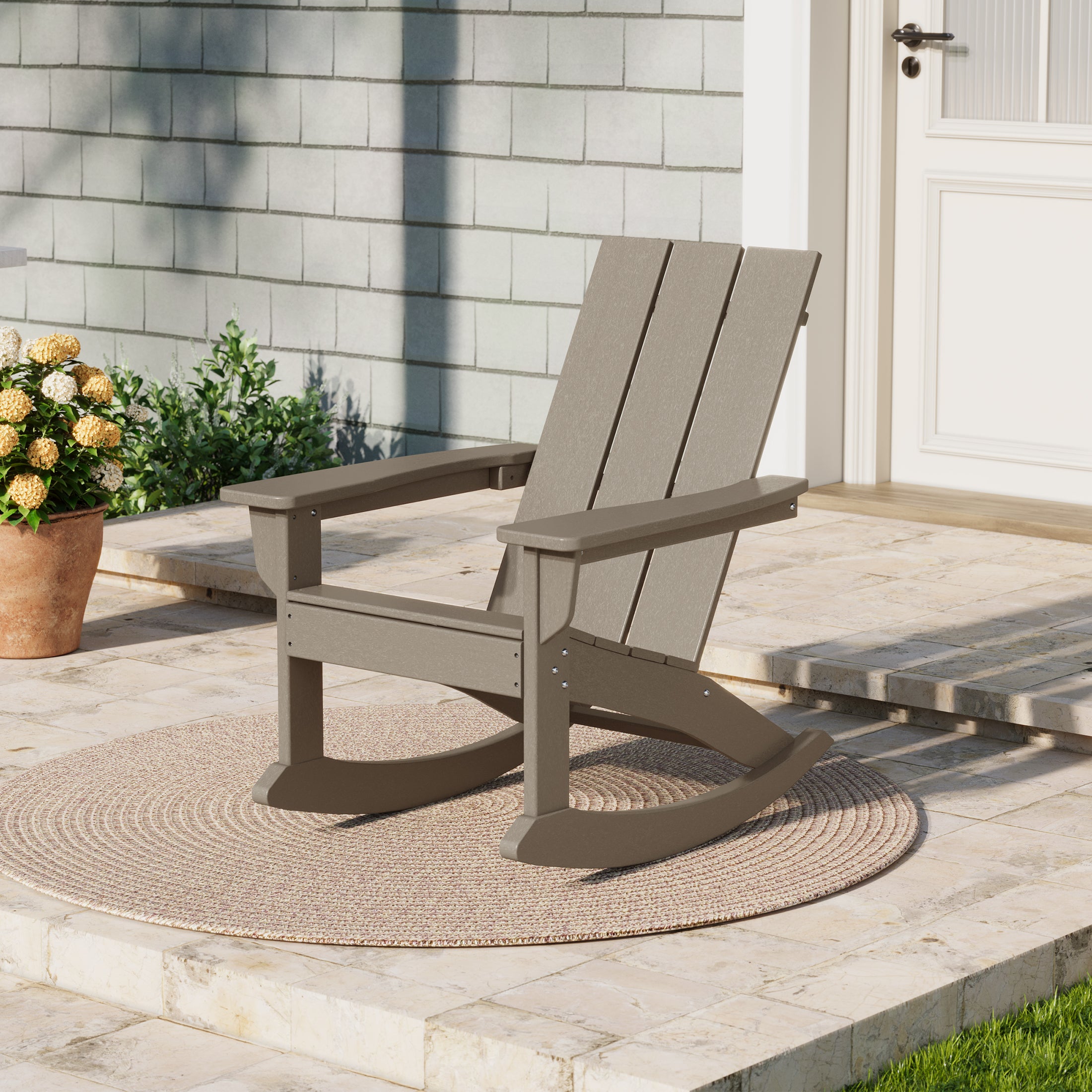 Palms Outdoor Patio Modern Adirondack Rocking Chair