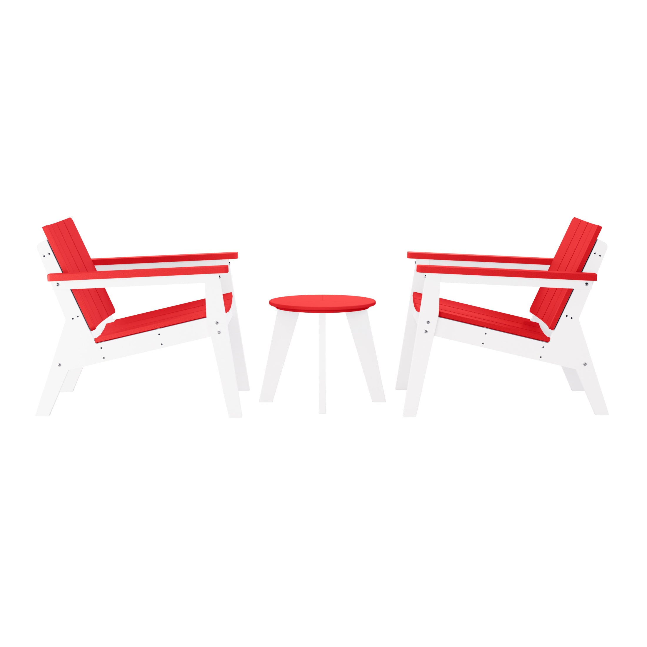 Seaside 3-Piece Outdoor HDPE Conversation Set with Deep Seating Chairs and Round Side Table