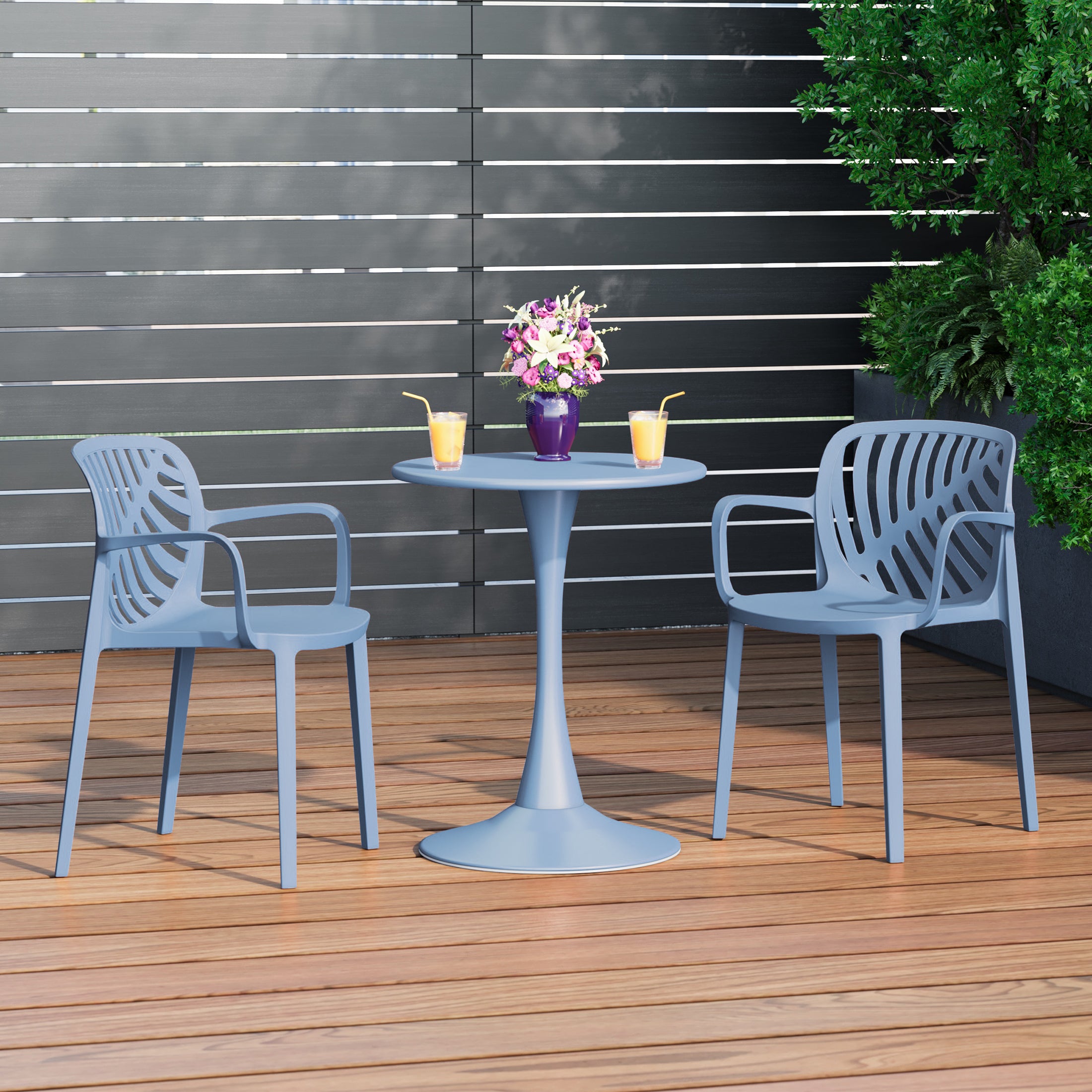Sunshine 3-Piece Outdoor Indoor Metal Patio Dining Table Set With Stackable Patio Chairs