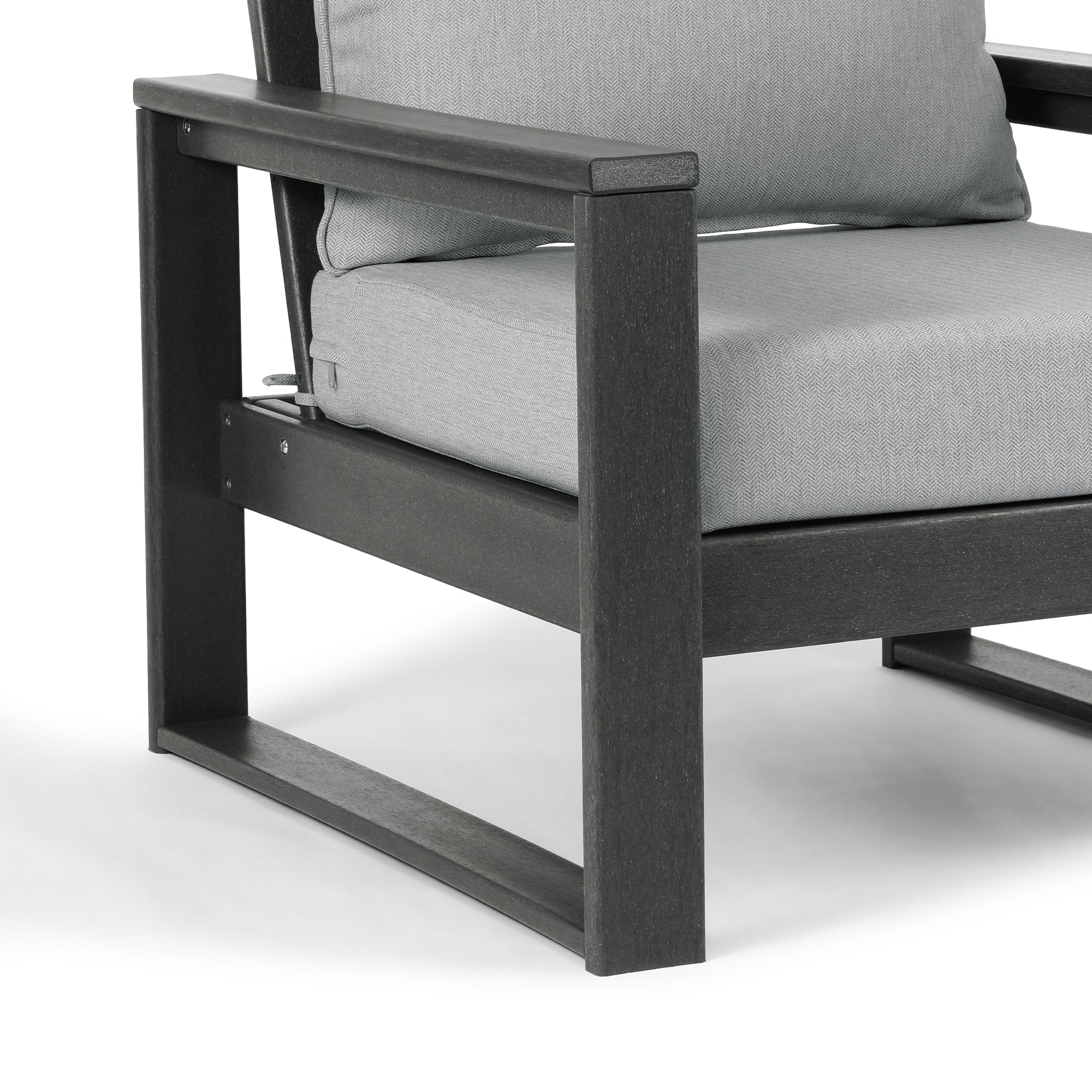 Rockaway Outdoor Modern HDPE Patio Club Chair with Waterproof Deep Seat Cushions (Set of 2)