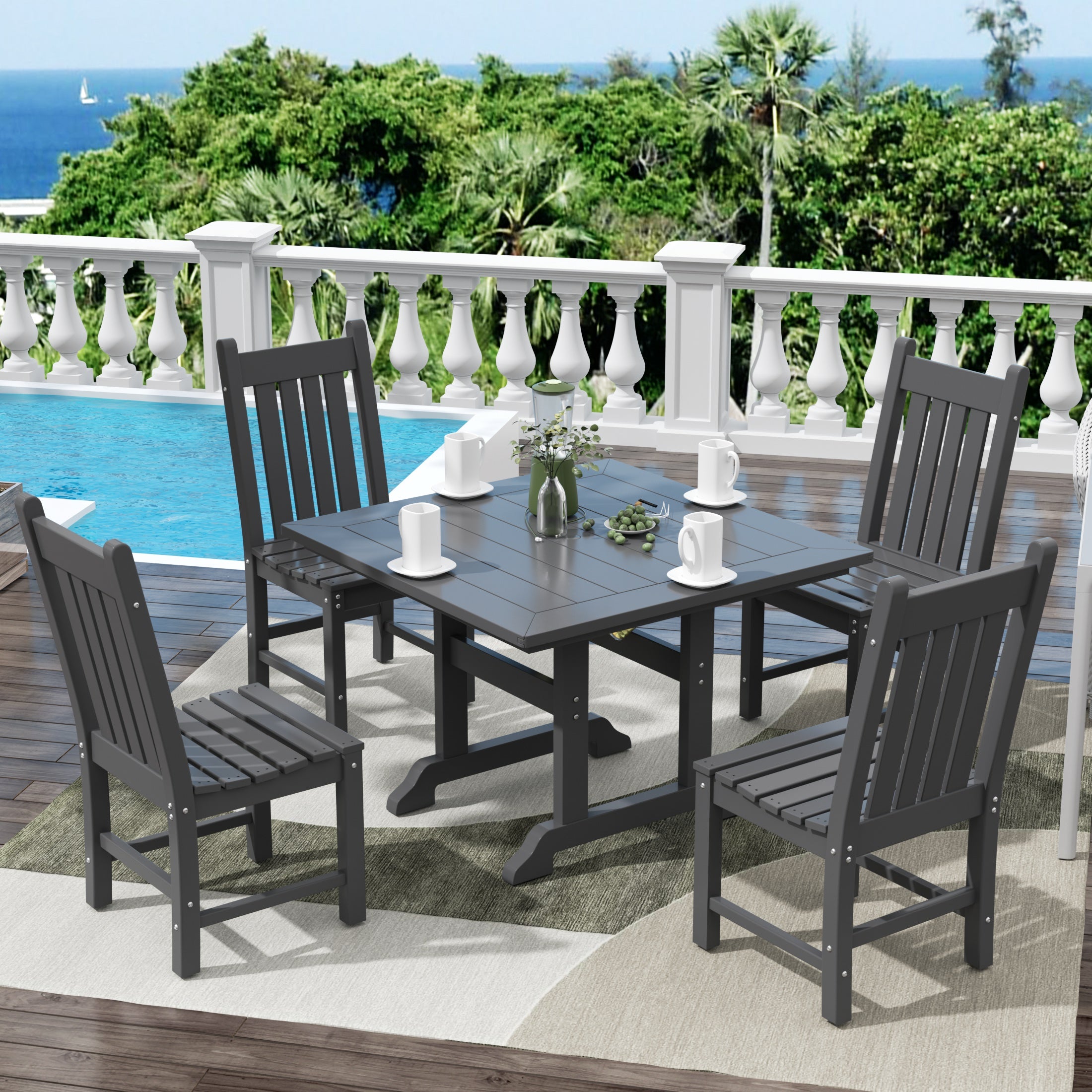 Paradise 5 Piece Outdoor Patio Dining Set Outdoor Square Table and Chair Set
