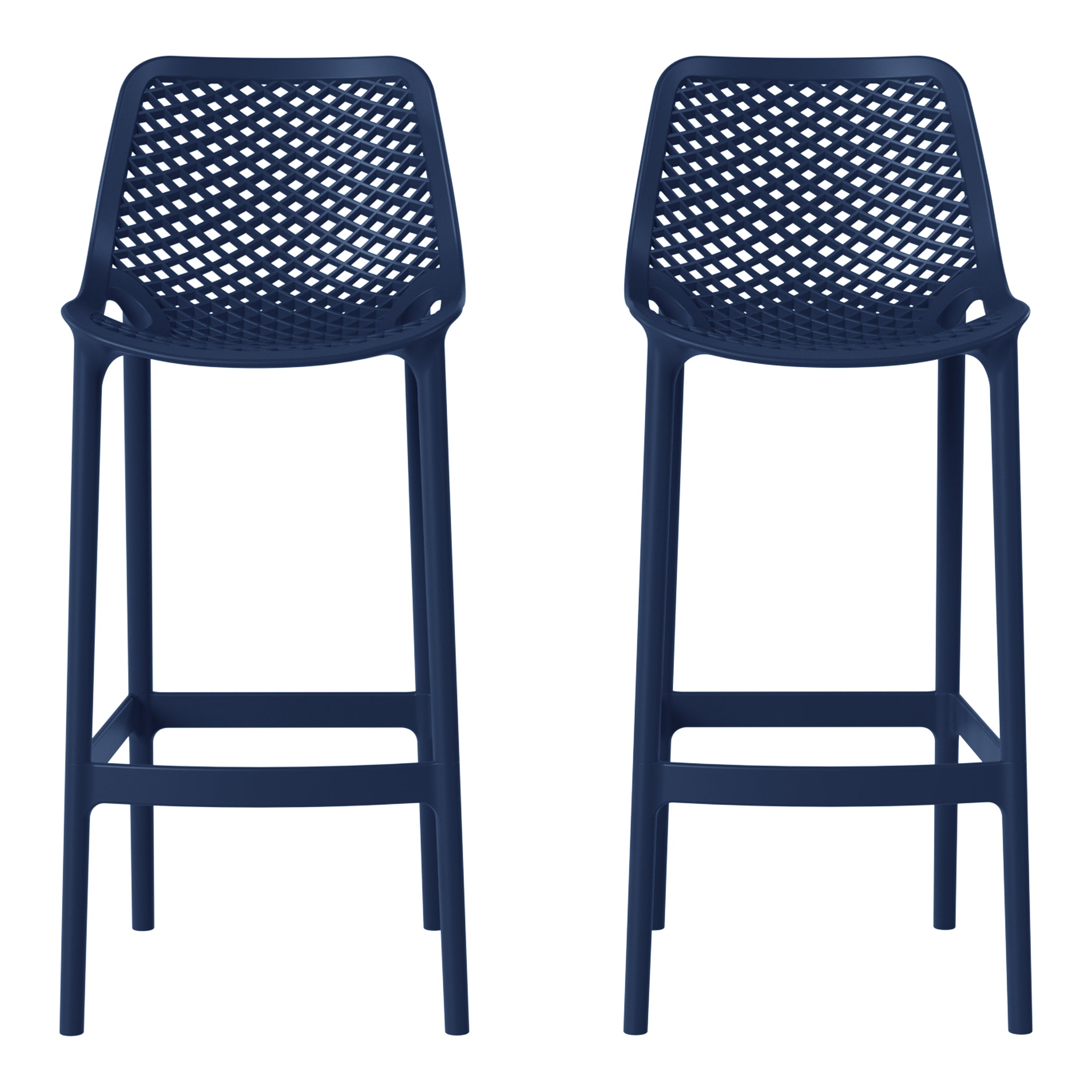 Sunshine 41.75" Outdoor Modern Polypropylene Plastic Patio Bar Height Stools (Set of 2)