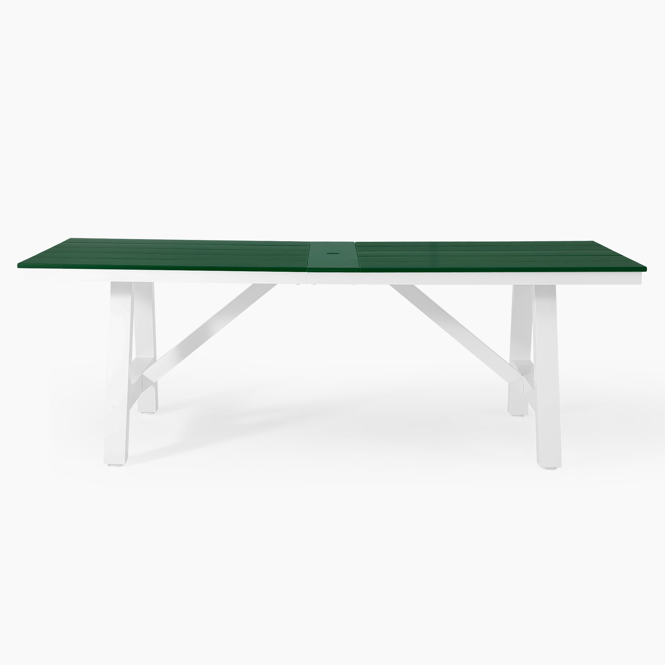 Stinson 90" HDPE Rectangle Outdoor Patio Dining Table With Umbrella Hole and Metal Frame
