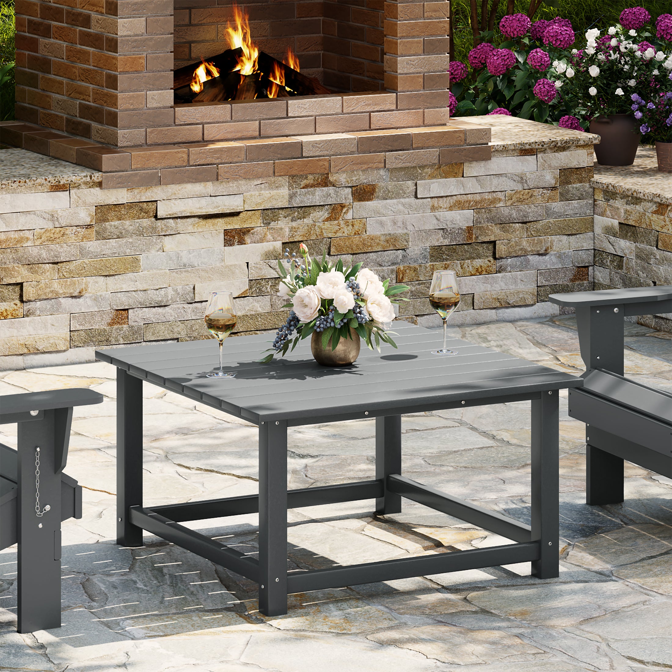 Paradise Low Outdoor HDPE Square Patio Coffee Table