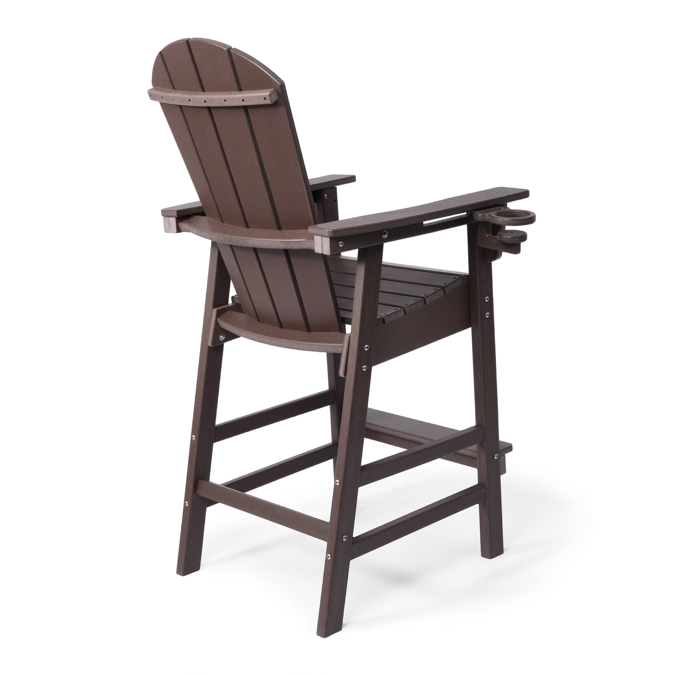 Paradise Outdoor HDPE Tall Adirondack Bar Height Chair With Cup Holder