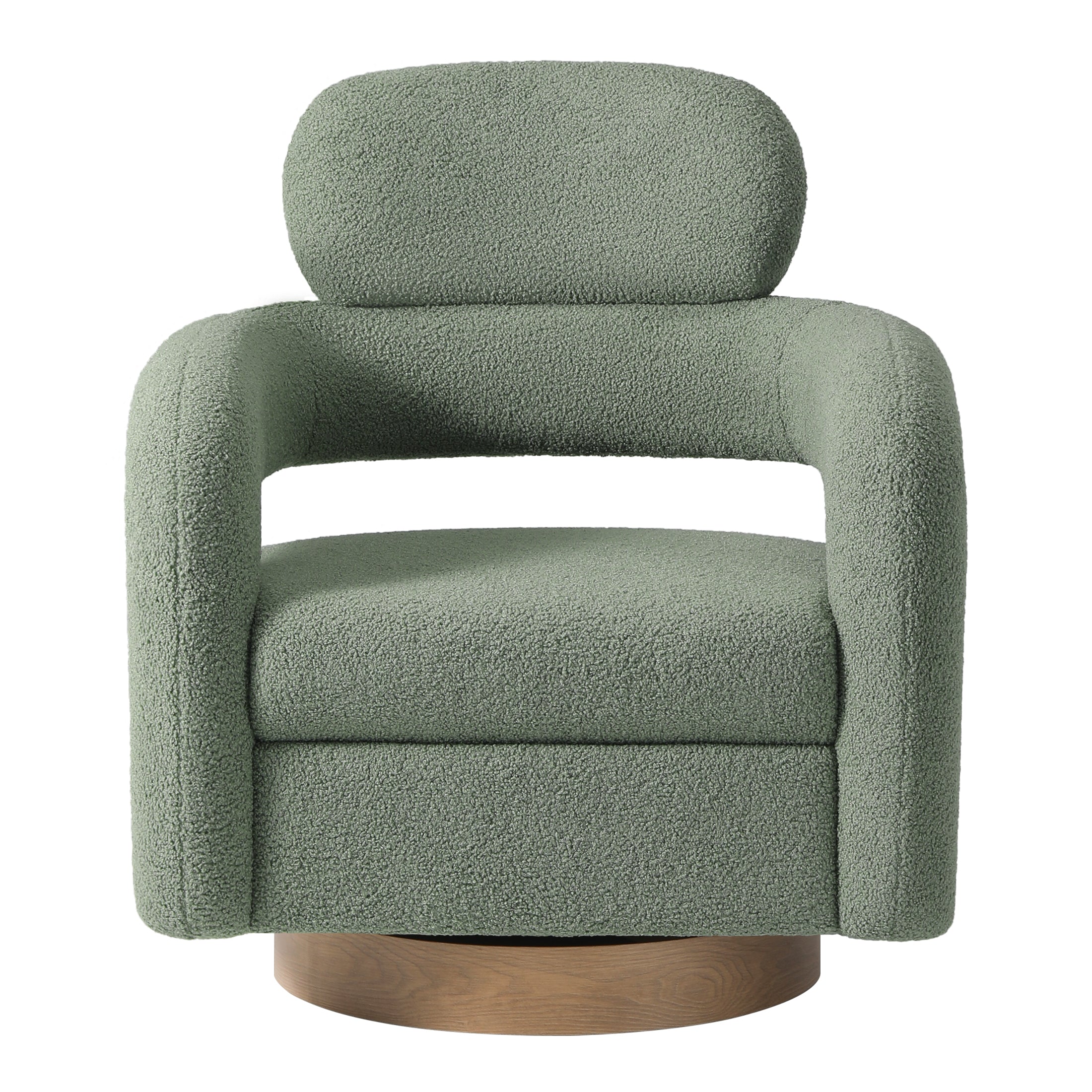 Celine Mid-Century Modern Sherpa Swivel Barrel Accent Chair