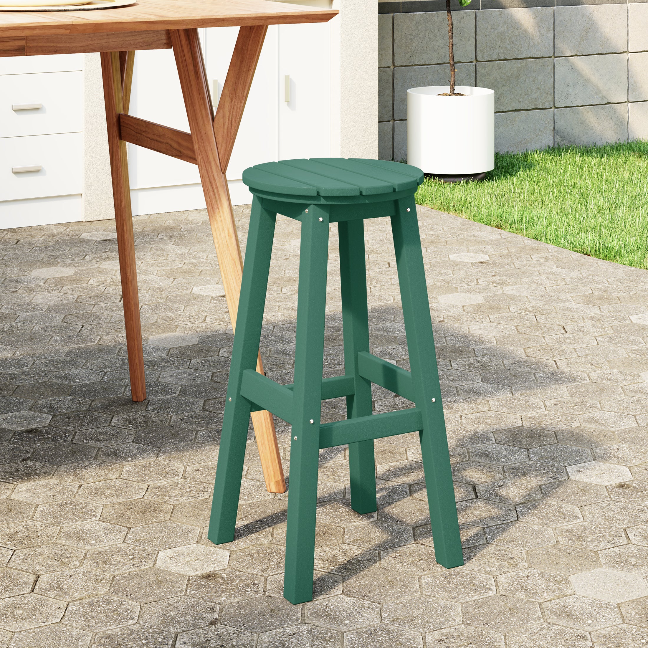 Paradise 29" HDPE Outdoor Patio Round Bar Stool