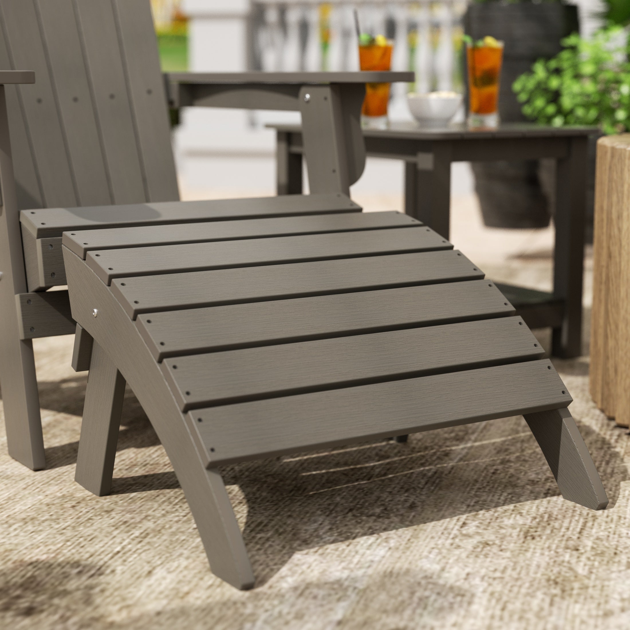 Florence Outdoor Patio All-weather Modern Folding Ottoman