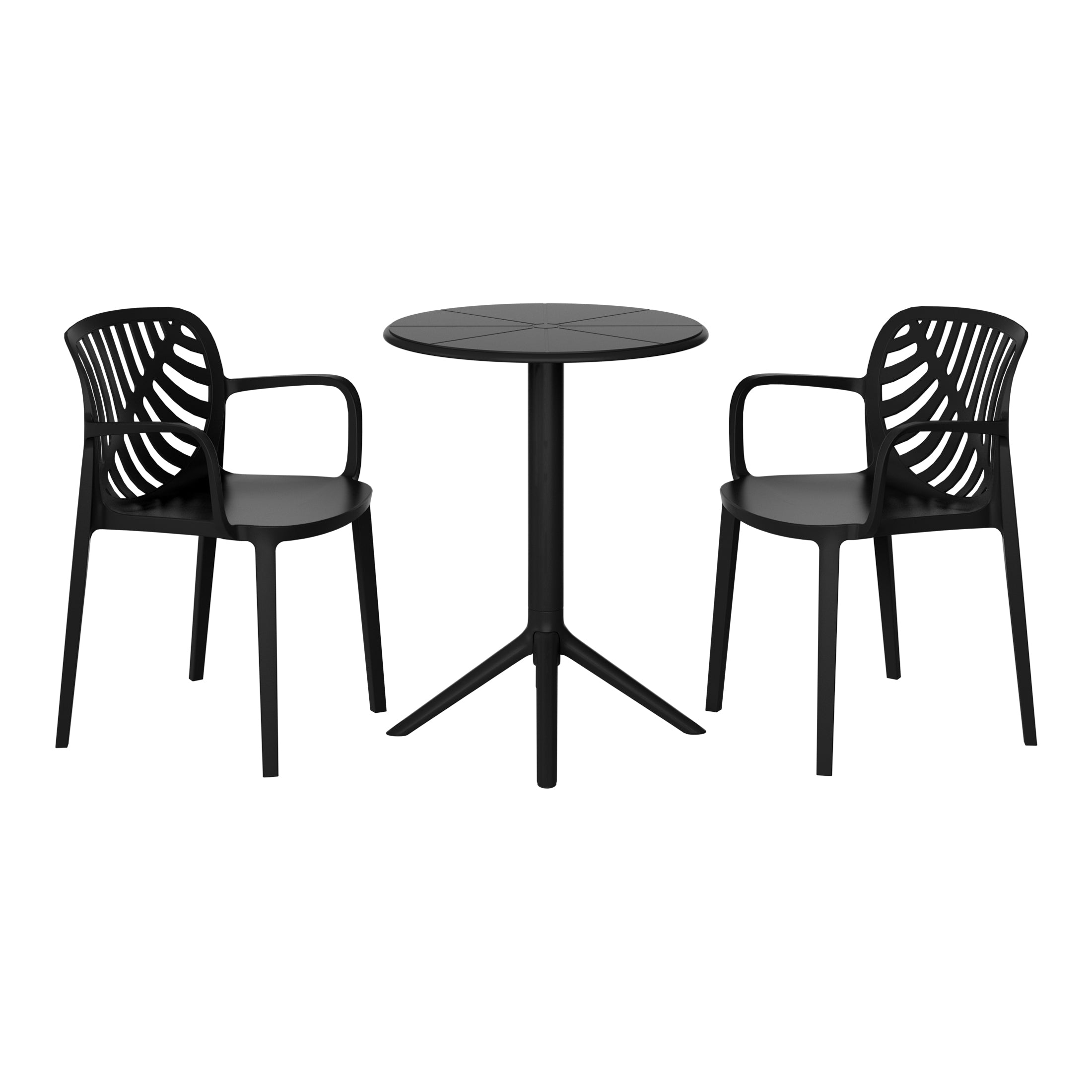 Sunshine 3-Piece Outdoor Resin Patio Bistro Table Set with Stackable Patio Dining Side Chairs For 2