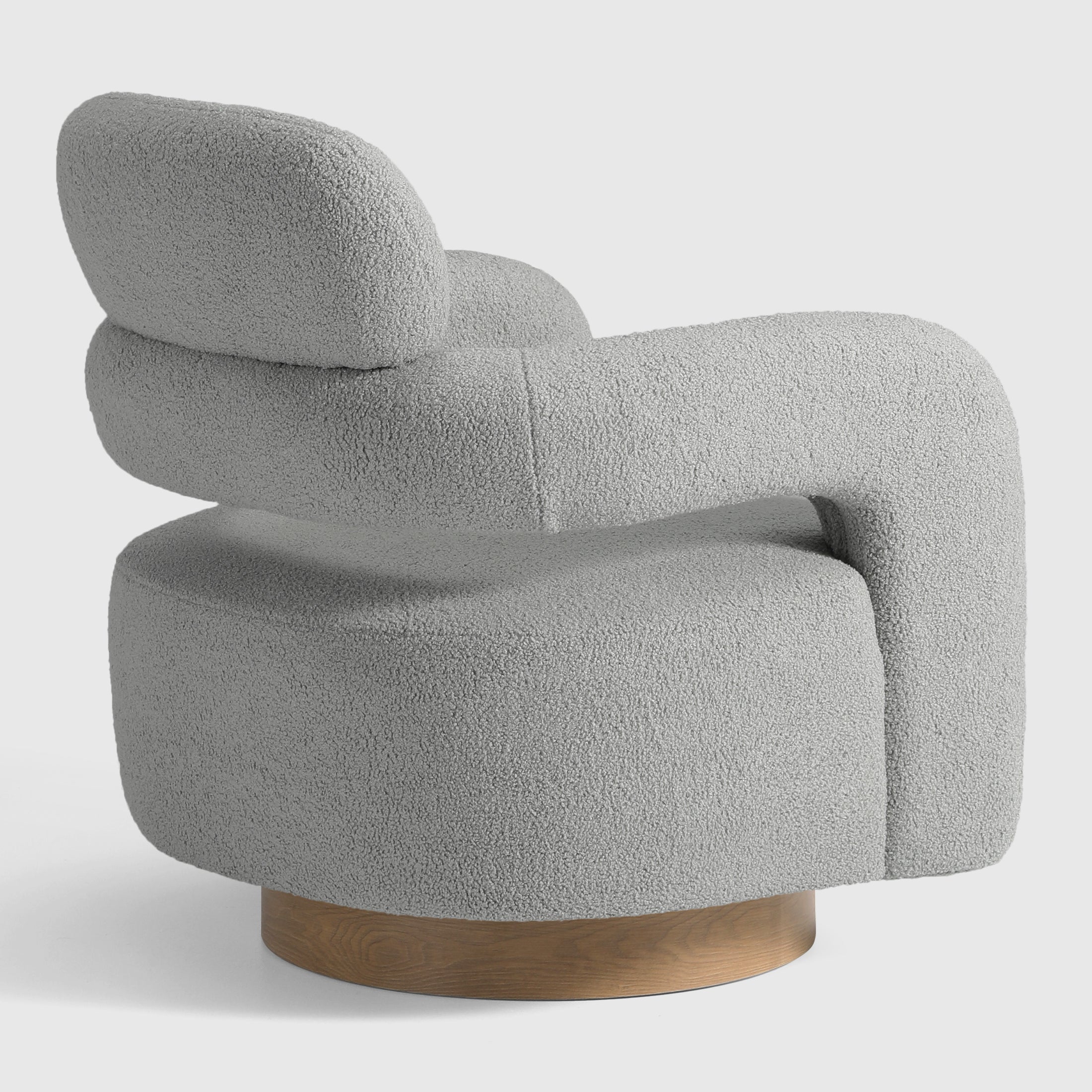 Celine Mid-Century Modern Sherpa Swivel Barrel Accent Chair With Storage Ottoman