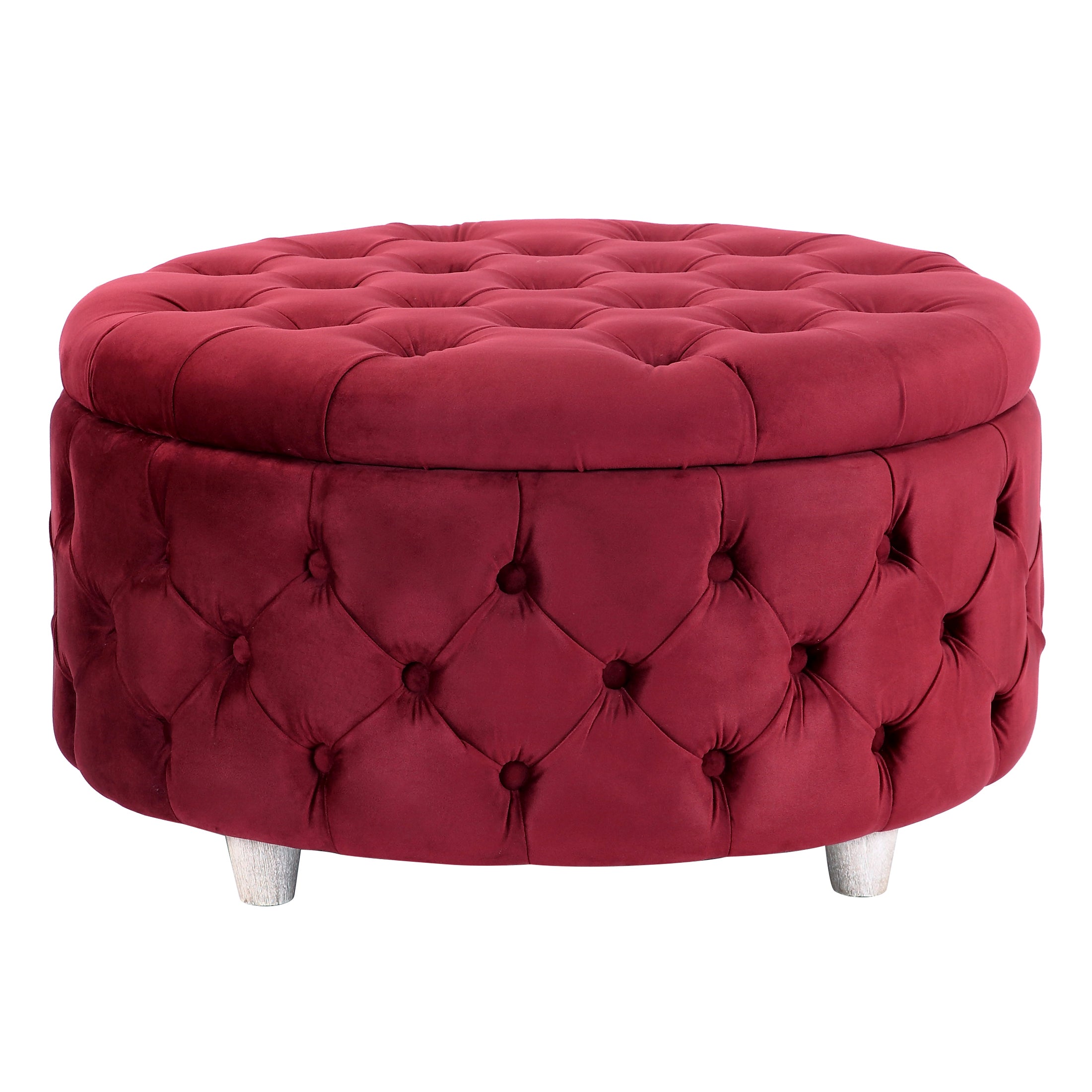 Hank Round Velvet Tufted Storage Ottoman