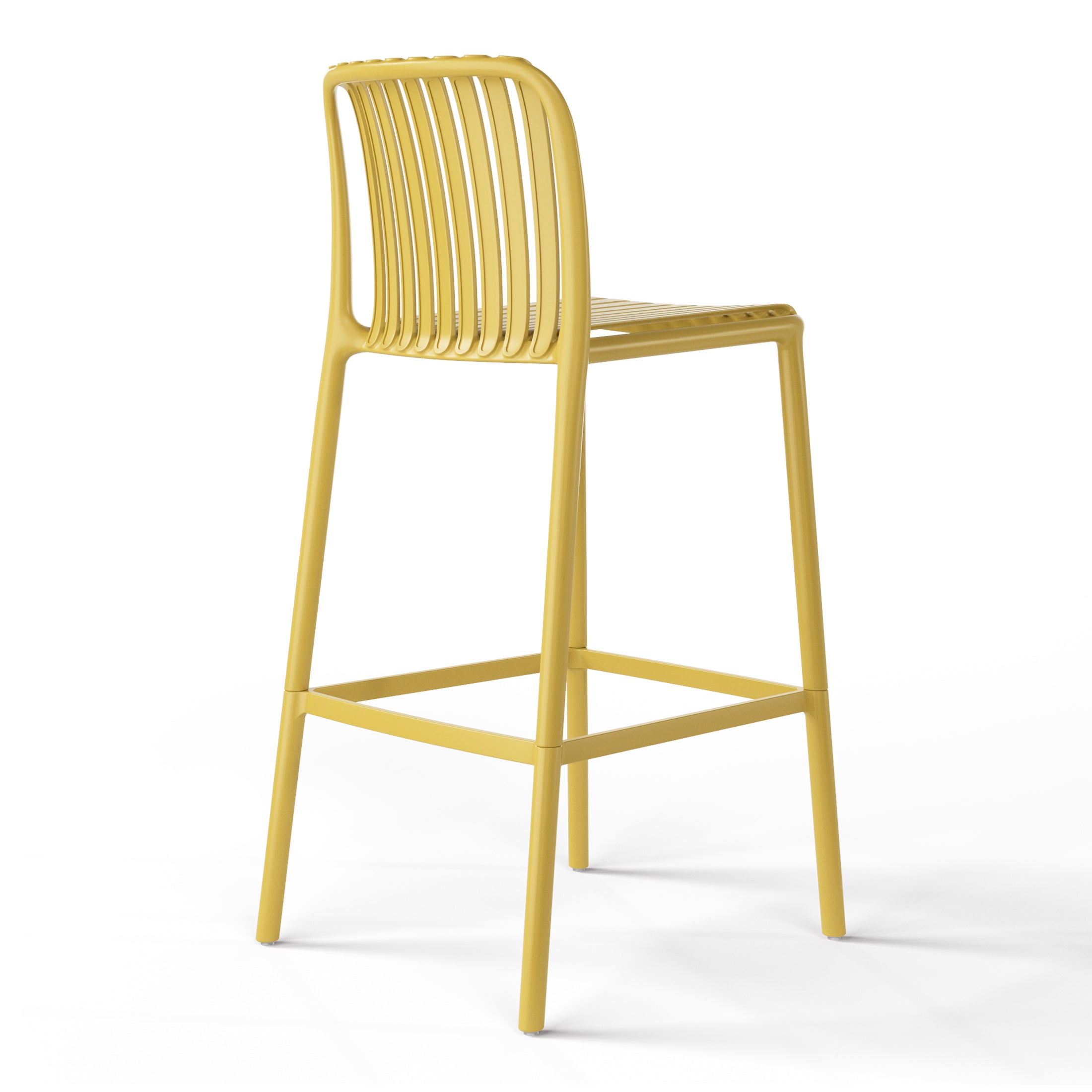 Sunshine 29.5" Outdoor Modern Polypropylene Plastic Patio Bar Height Stools (Set of 2)
