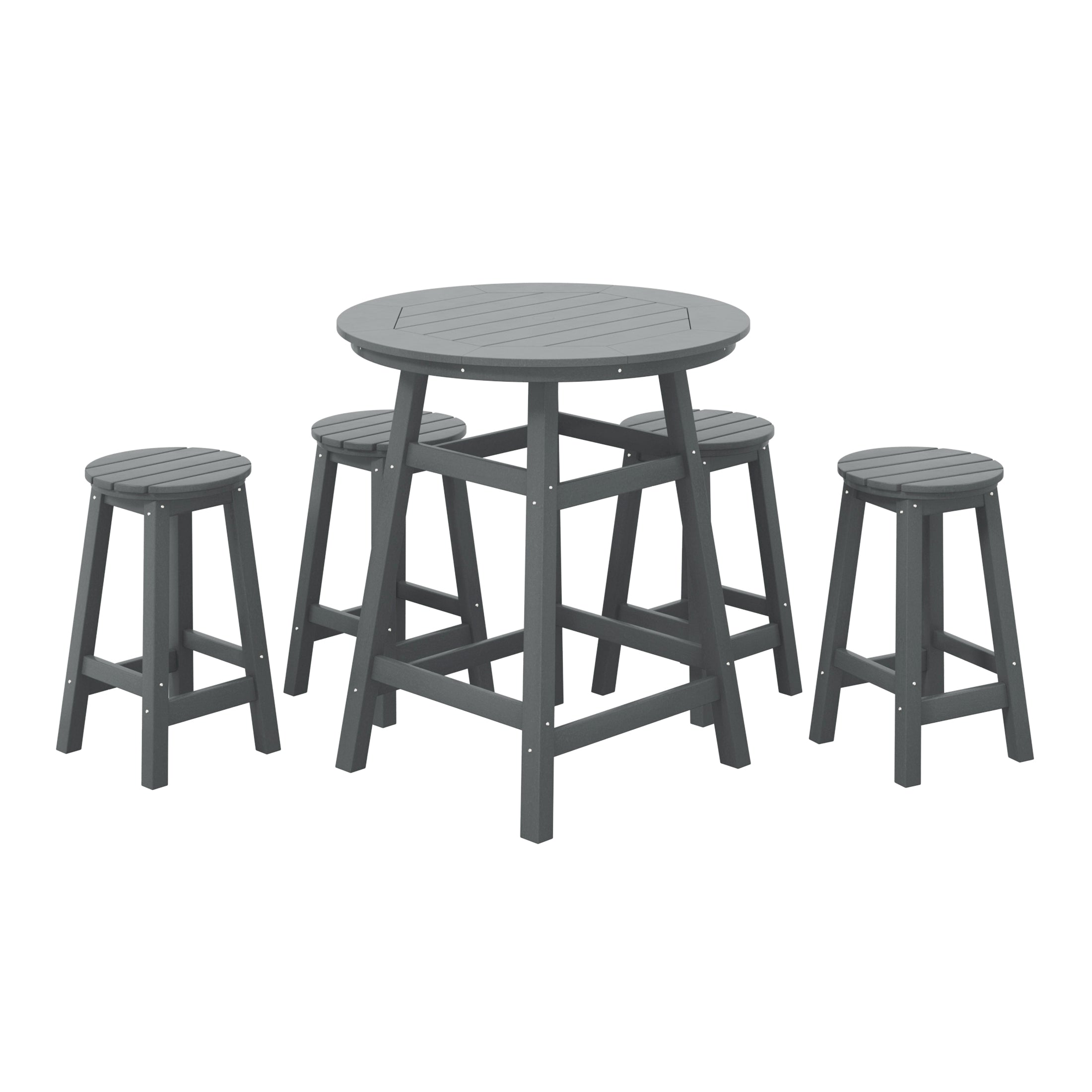 Paradise 5-Piece HDPE Outdoor Patio Bar Dining Set With Counter Height Bar Stools