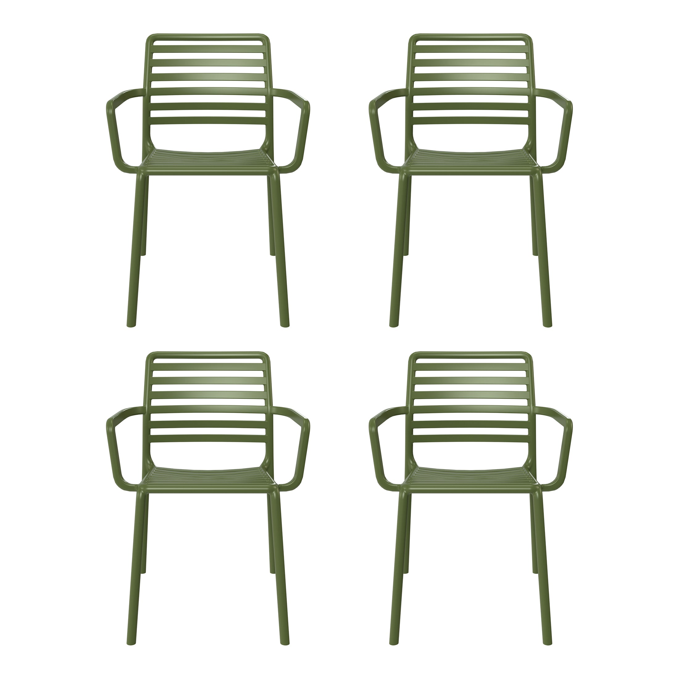 Sunshine Outdoor Stackable Polypropylene Plastic Resin Dining Armchairs (Set of 4)