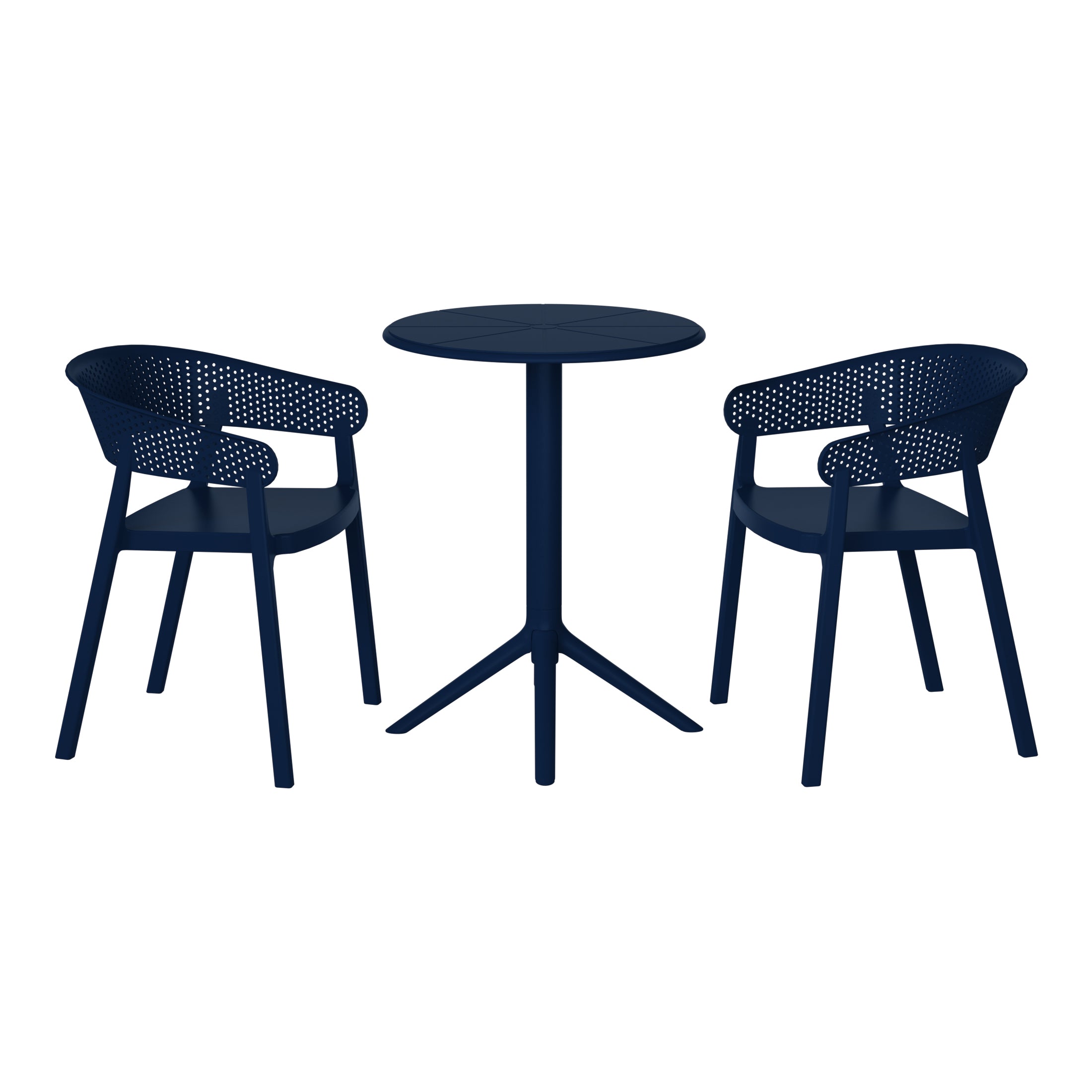 Sunshine 3-Piece Outdoor Resin Patio Bistro Table Set with Stackable Patio Dining Side Chairs