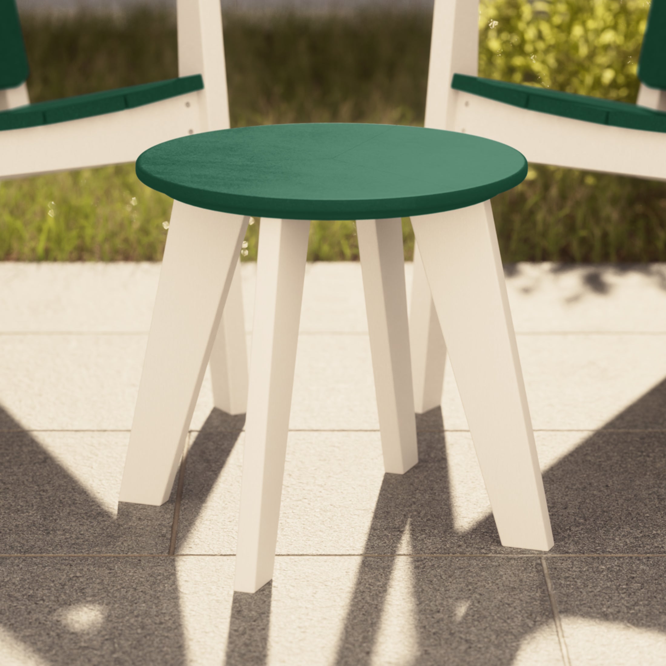 Seaside HDPE Plastic Outdoor Round Adirondack Patio Side Table