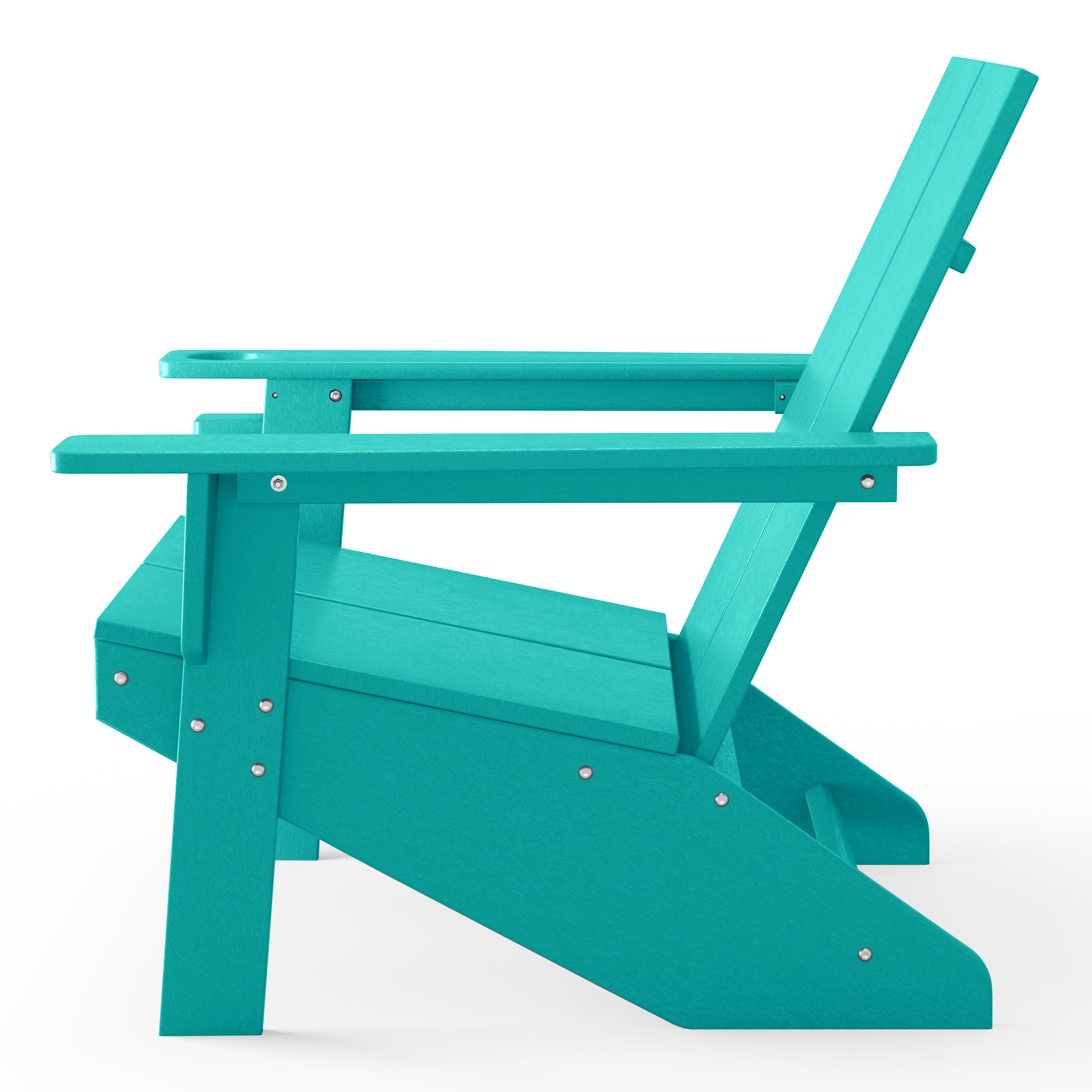 Seaview Outdoor HDPE Modern Adirondack Chair with Cup Holder