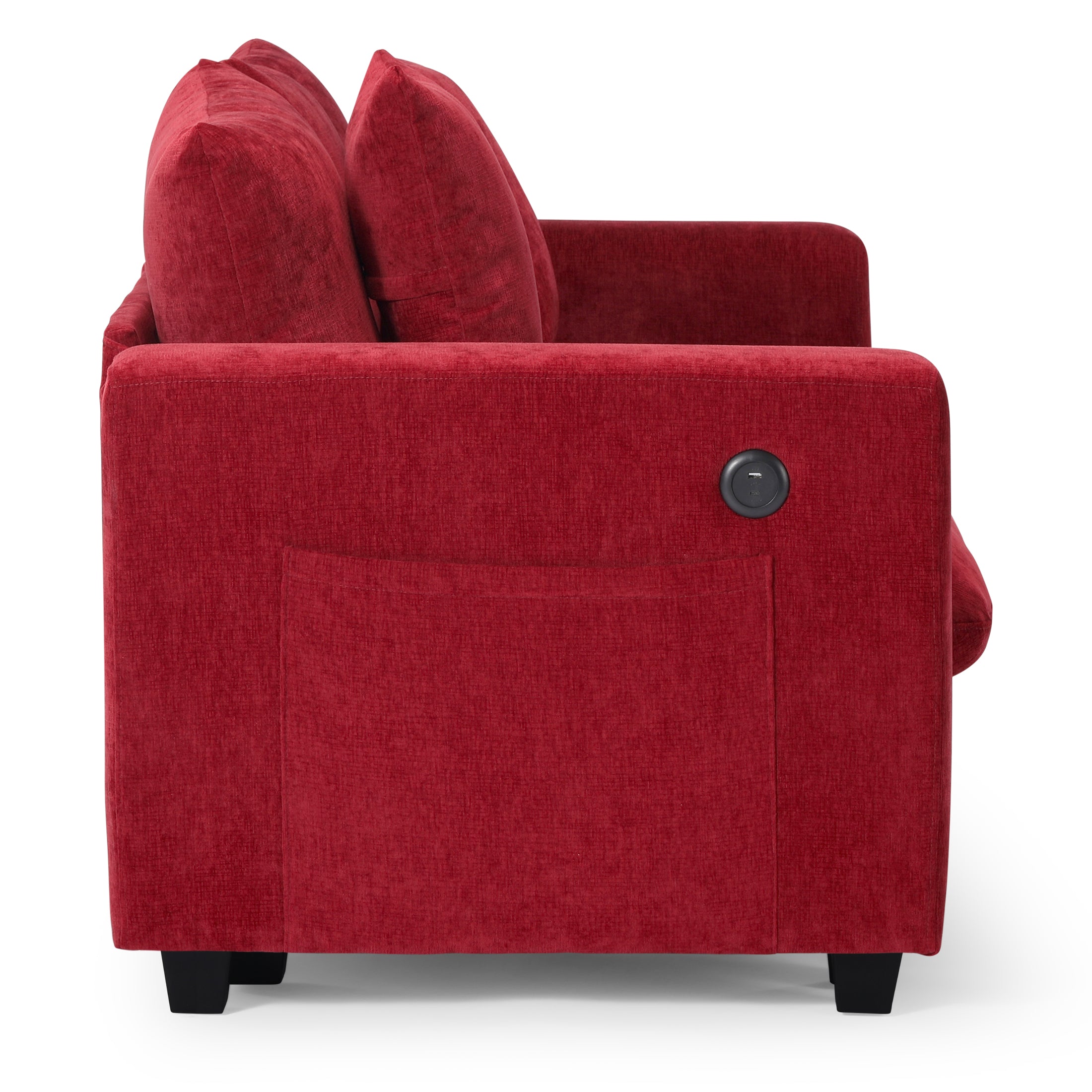 Springfield 70" Modular Chenille Loveseat Sofa With USB/Type-C Ports and Side Pockets