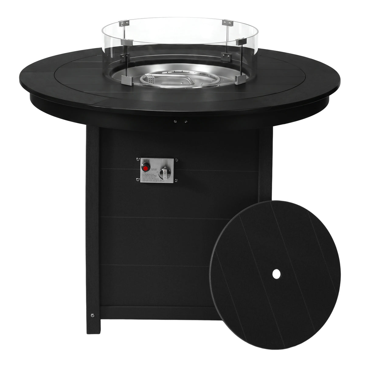 Sol 47" Modern Outdoor Patio Propane Round Counter Height Fire Pit Table