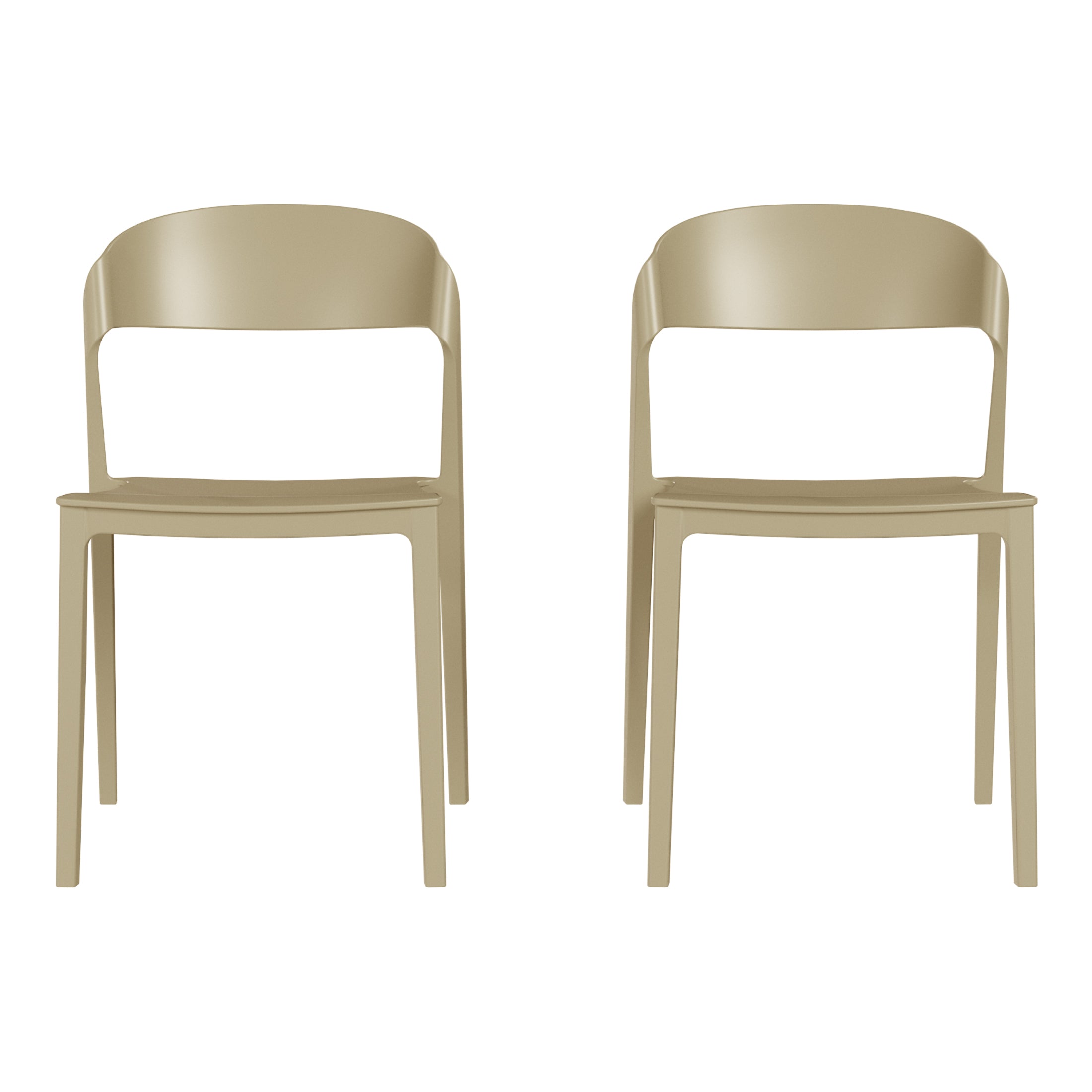Sunshine Outdoor Modern Stackable Plastic Patio Bistro Dining Side Chairs (Set of 2)