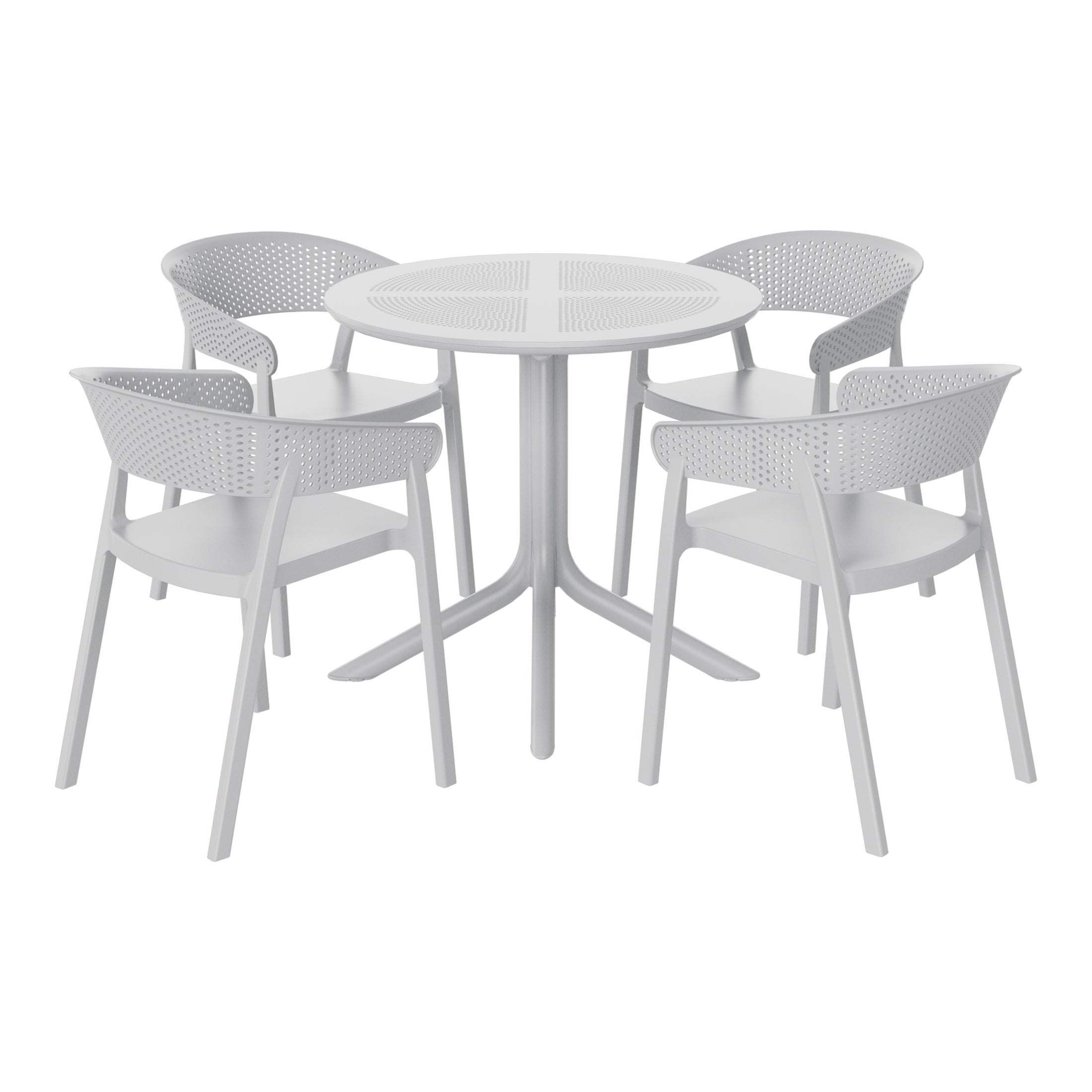 Sunshine 5-Piece Modern Patio Round Dining Table Set with Stackable Patio Dining Chairs